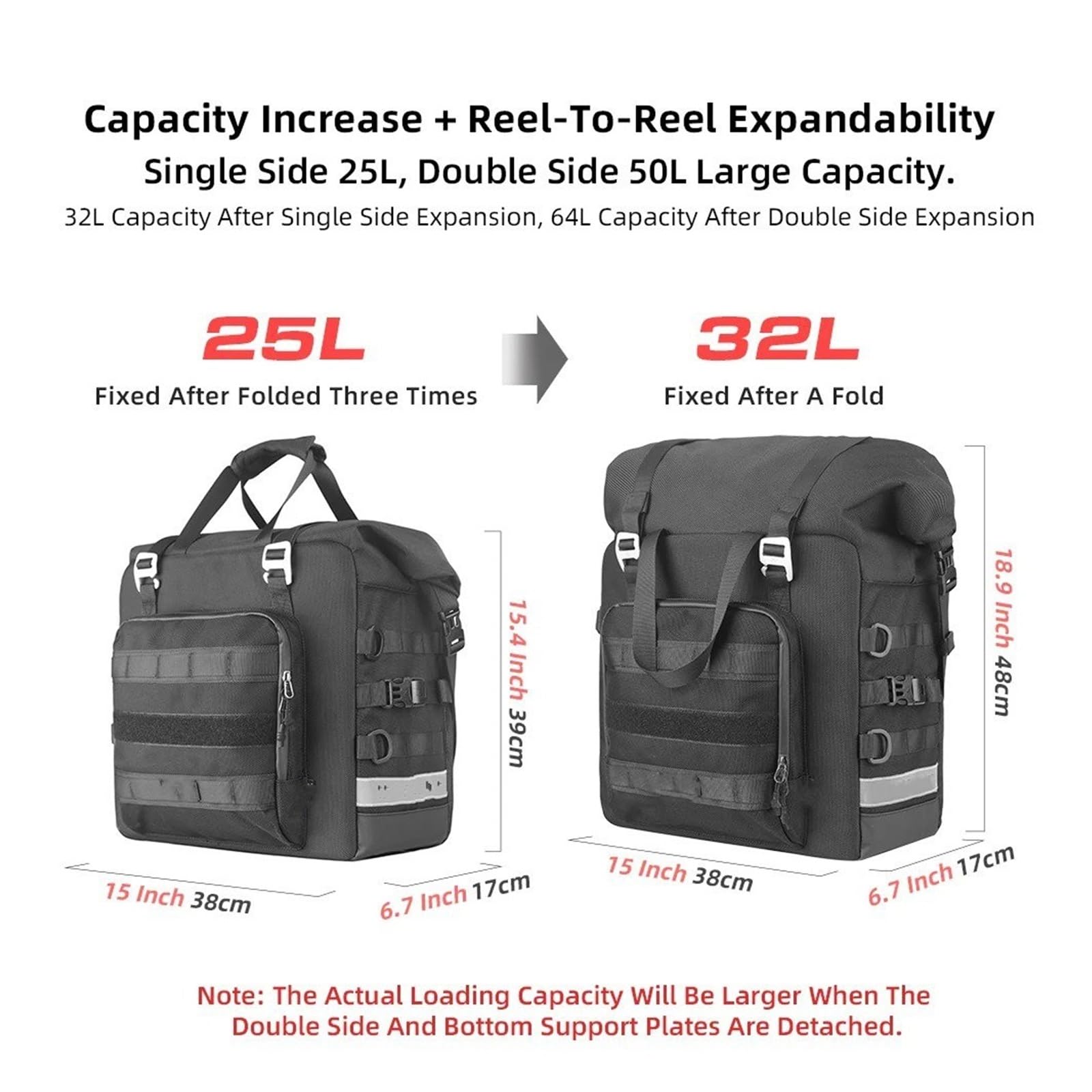 Top Case Motos Bolsa Lateral Motocicleta Resistente Al Agua 1 Unidad Cubo 3D Liberación Rápida 25L-32L Cajas Traseras Equipaje Viaje Bolsa De Moto