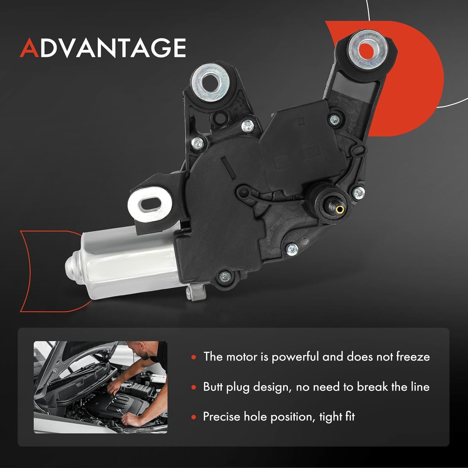 A-Premium Rear Windshield Wiper Motor Compatible with Audi A4 allroad 2017-2020 Wagon, Q7 2017-2020 Sport Utility, 4-Pin, Replace# 4M0955711A