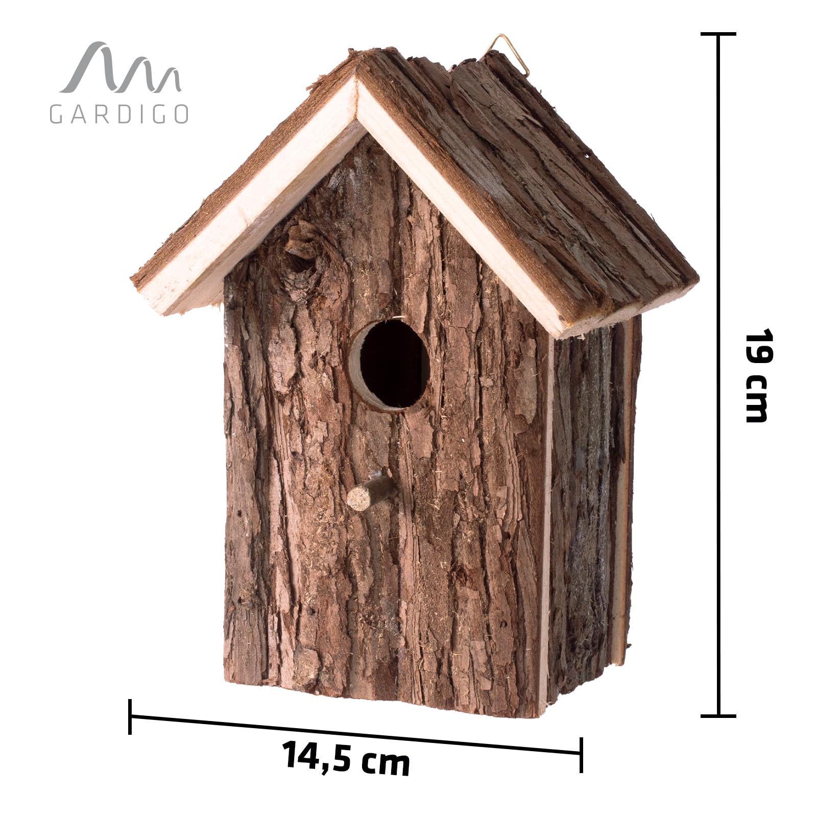 GARDIGO® Casita y Comedero para Pájaros | Acabado Natural | Casa de Madera para Pájaro, Casita Decoración de Jardín, Terraza o Balcón, Nido de Pájaros, Comedero Pajaros Exterior