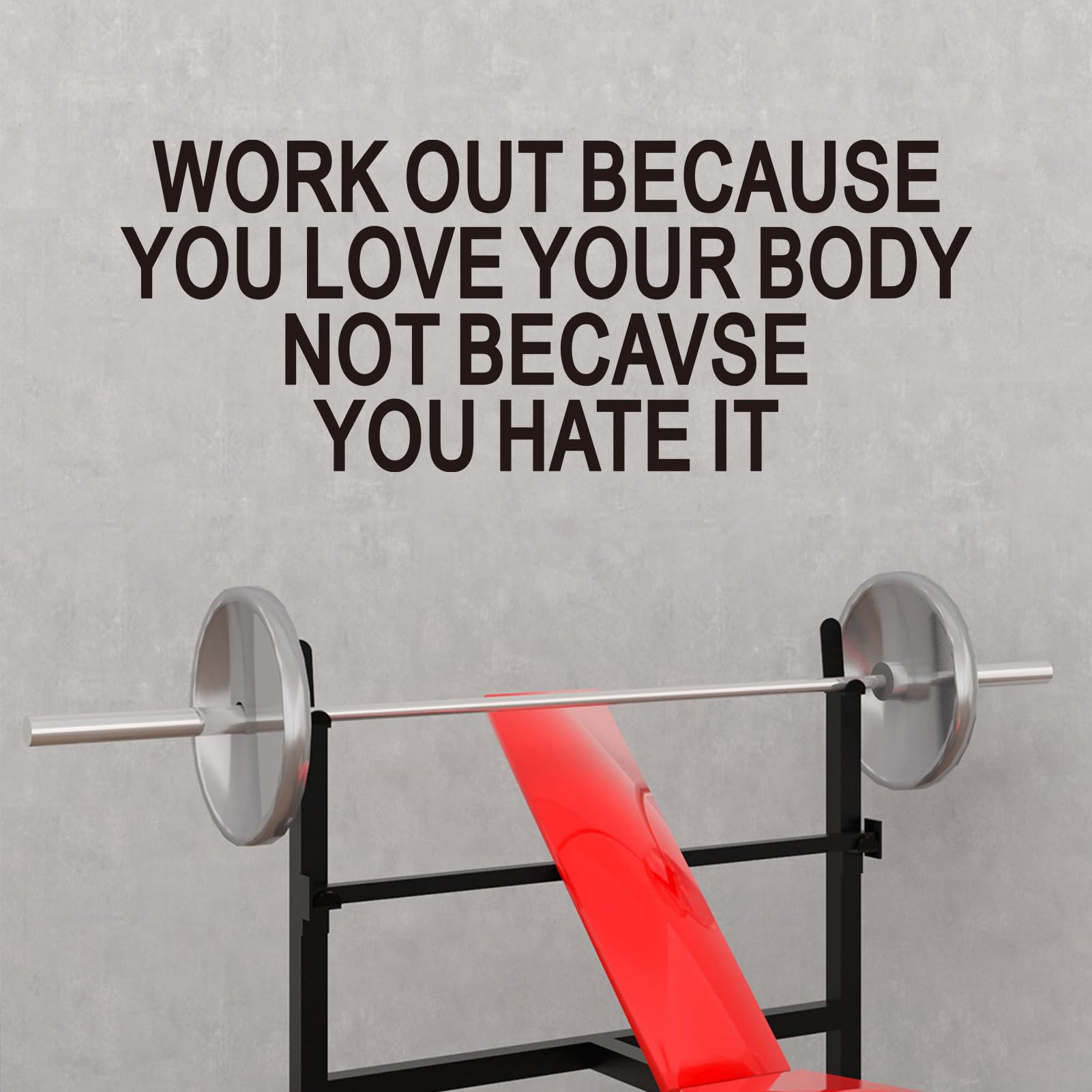 VODOE Work Out Because You Love Your Body Wall Stickers Inspirational Gym Wall Decals Motivational Quotes Wall Art Decals Vinyl Yoga Exercise Sports Positive Fitness Garage Wall Decor 32"X12.5" - Image 2