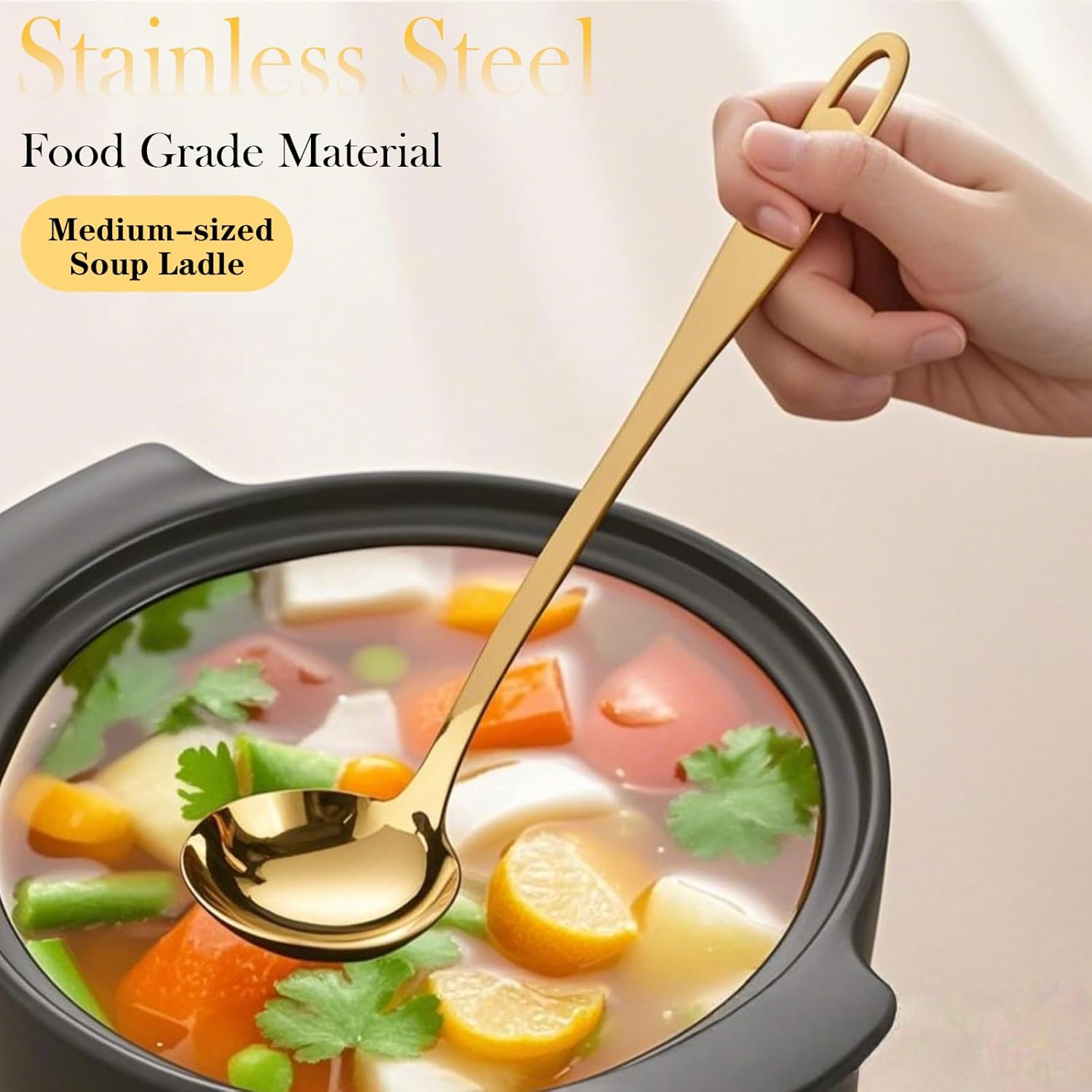 304 Stainless Steel Soup Ladle Bundles With 14.6" Serving Tray Serving Tray and Platters