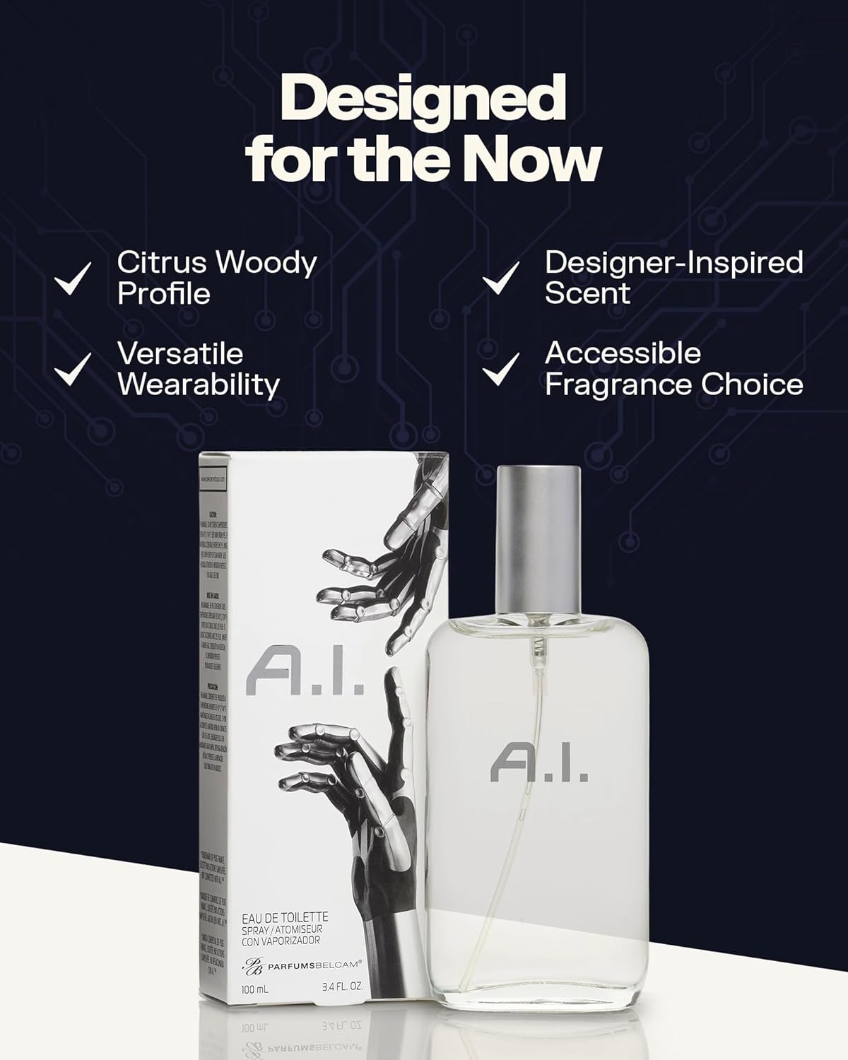 PB ParfumsBelcam A.I. Eau de Toilette Spray for Men – Futuristic Citrus Woody Cologne for Men with Lemon, Coconut & Tonka – Modern Tech-Inspired Fragrance, Affordable Everyday Scent, 3.4 Fl Oz - Image 4
