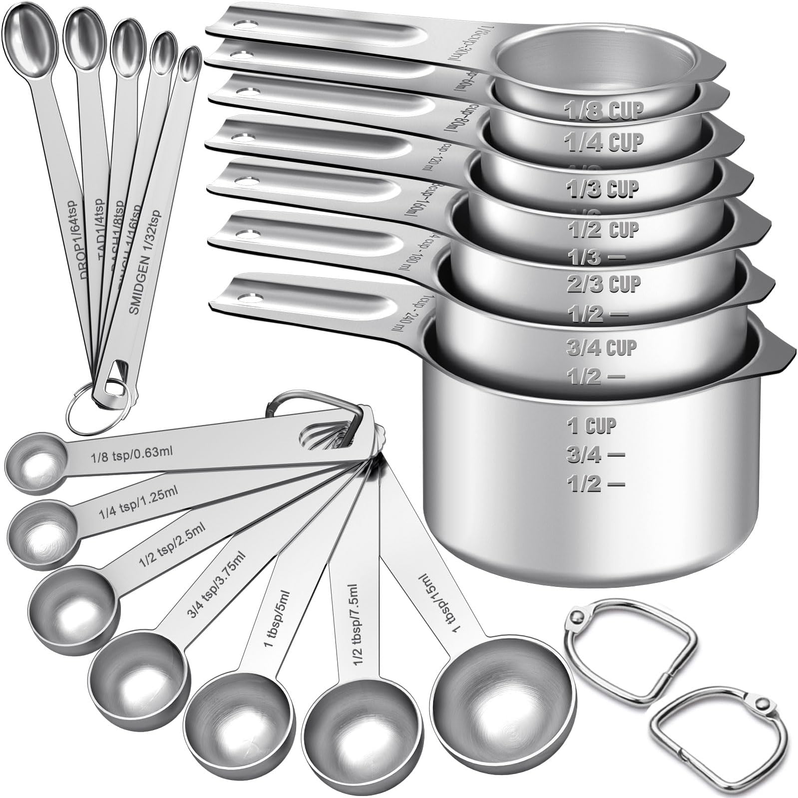 Amazon.com: Stainless Steel Measuring Cups, Laxinis world 5 Piece ...