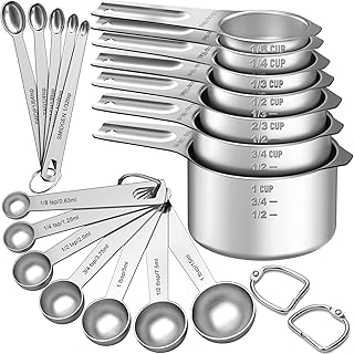 EWFEN Measuring Cups and Spoons Set, 7 Stainless Steel Nesting Measuring...