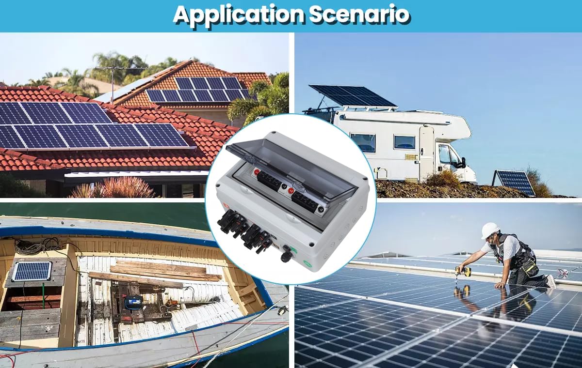 WERCHTAY Überspannungsschutz PV 1000V DC Trennschalter PV Anlage 32A Solar Anschlusskasten Solar System AC DC 1-strings 2-strings (12M)