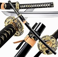 Vista 1 de Espada Katana Tradicional Forjada a Mano con Templado de Calor/Arcilla Verdaderas Katanas de Acero al Carbono 1060/1095 T10, Afilar, Espiga