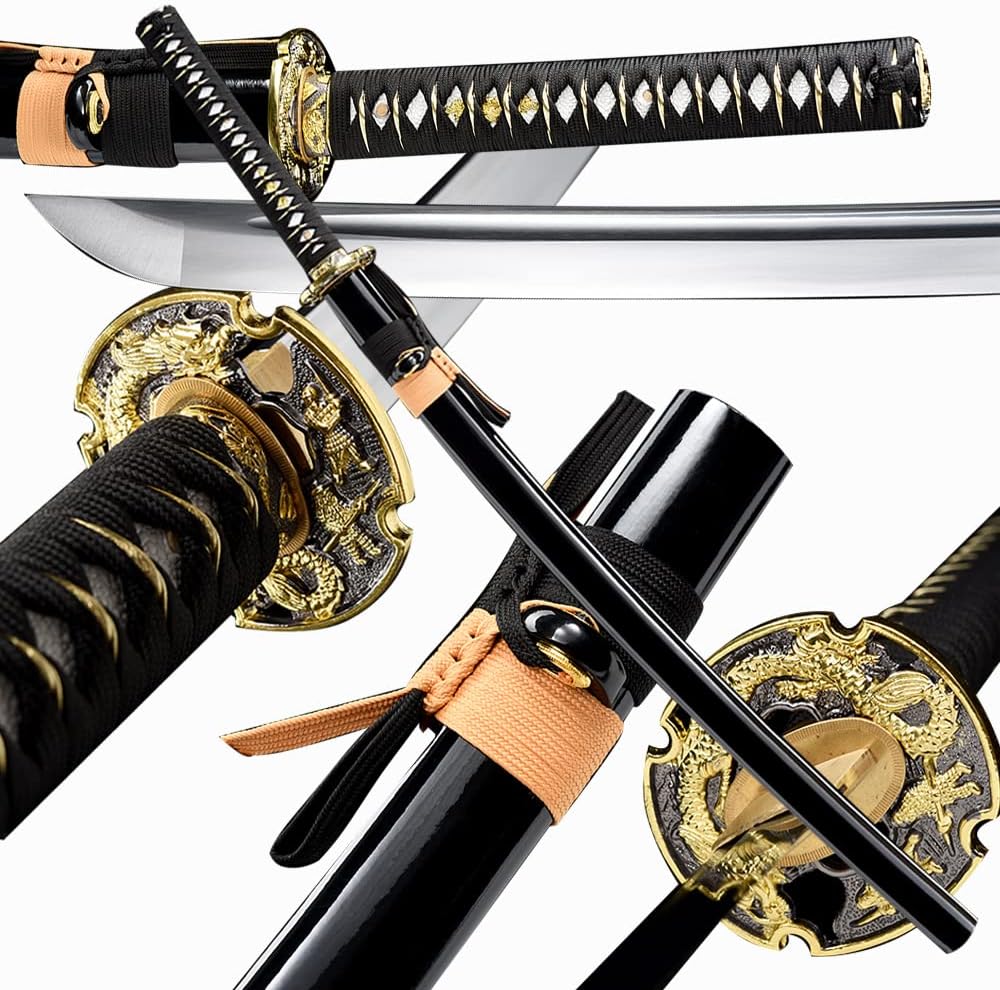 Traditional Heat/Clay Tempered Hand Forged Katana Sword | Real 1060/1095 T10 High Carbon Steel Sharp Full Tang Katanas | Practical Authentic Japanese Samurai Swords