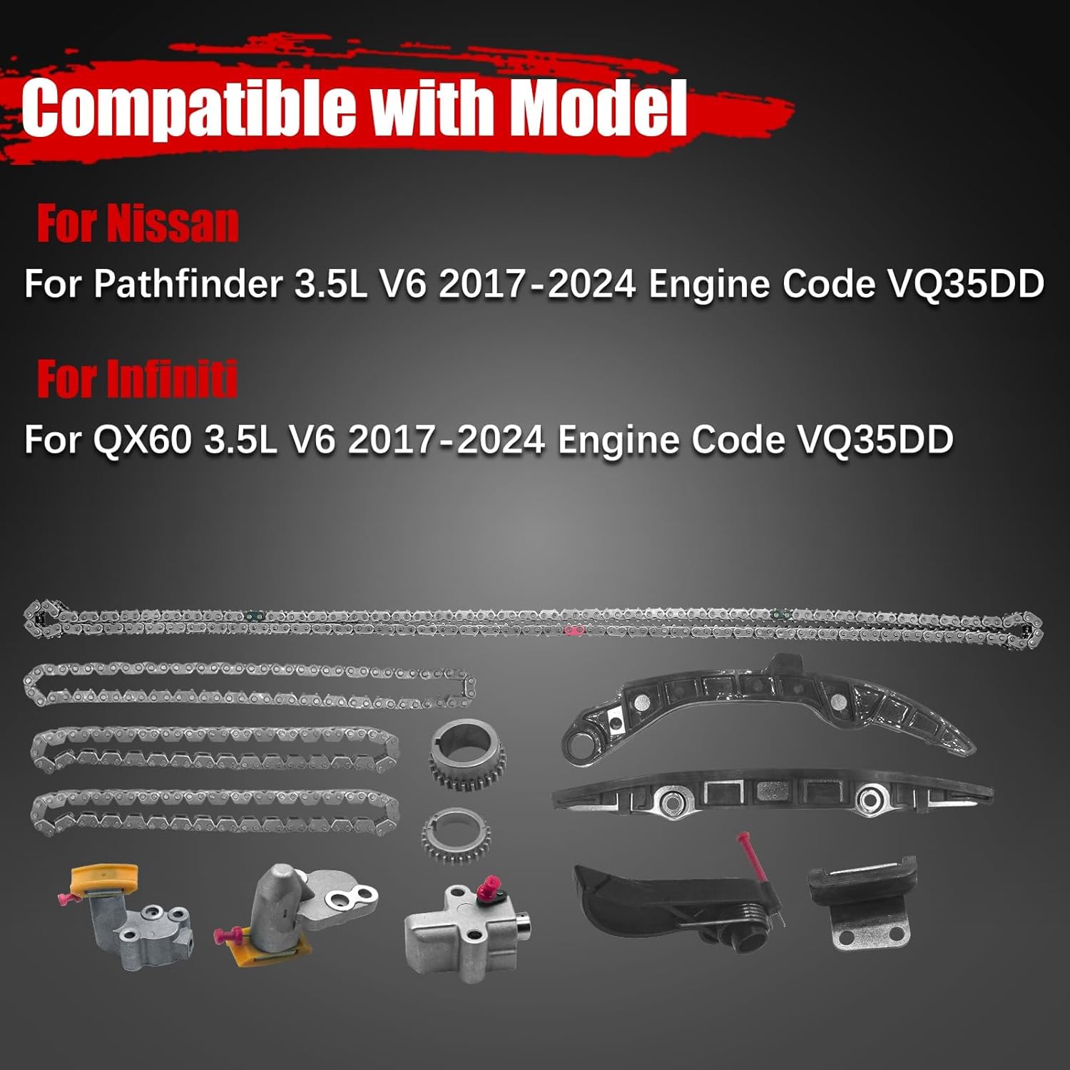 130286KA0A 3.5L Timing Chain Kit VQ35DD for Nissan Pathfinder 3.5 2017-2024,for Infiniti QX60 3.5 2017-2024 2018 2019 2020 3.5L Engine Time Chain Timing Kit 150416KA0A 130706KA1C