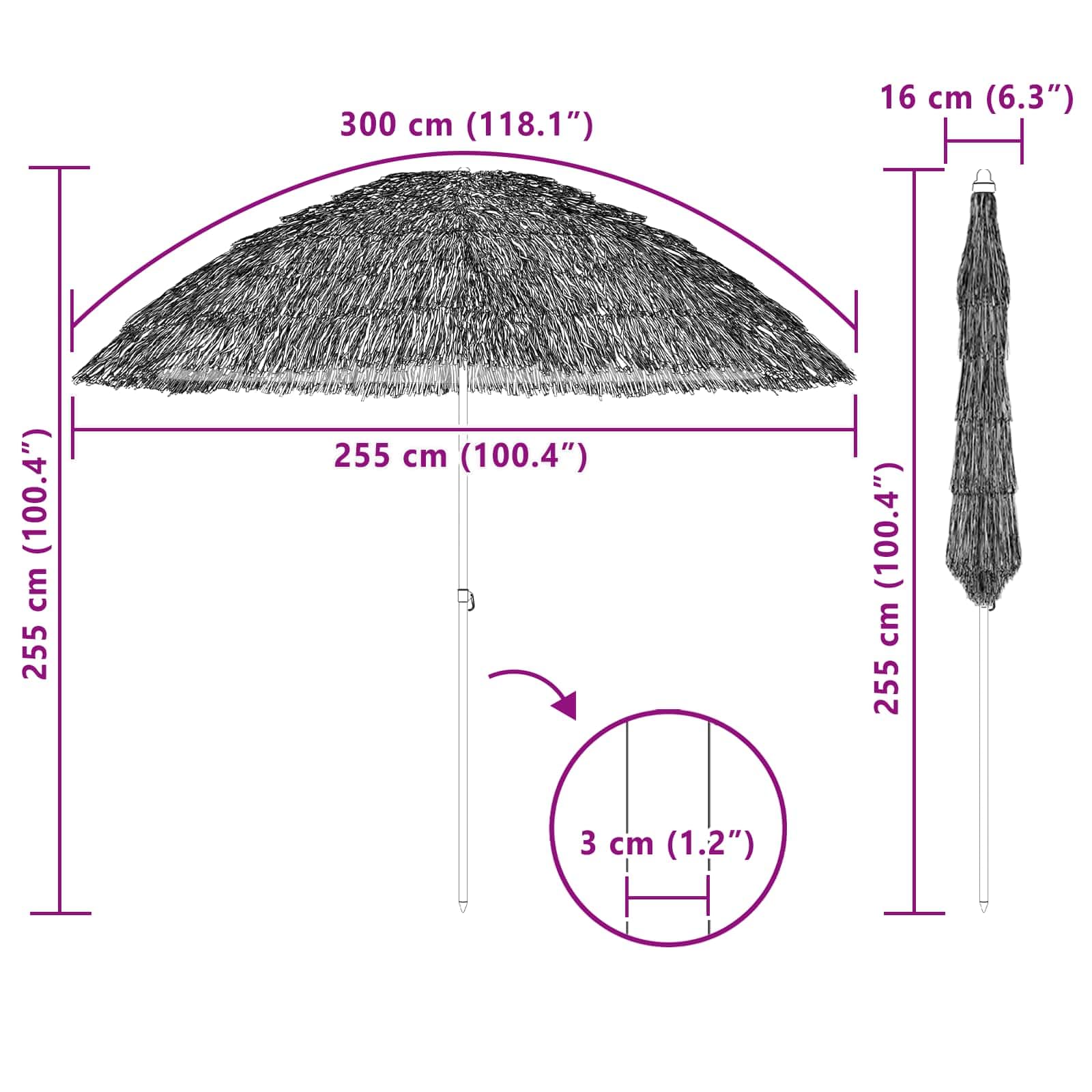 Strandparasol Natur aus Polyester und Stahl x x, Sonnenschirm für Strand, Garten und Terrasse, leicht tragbar, UV Schutz, Schirm für angenehme Beschattung