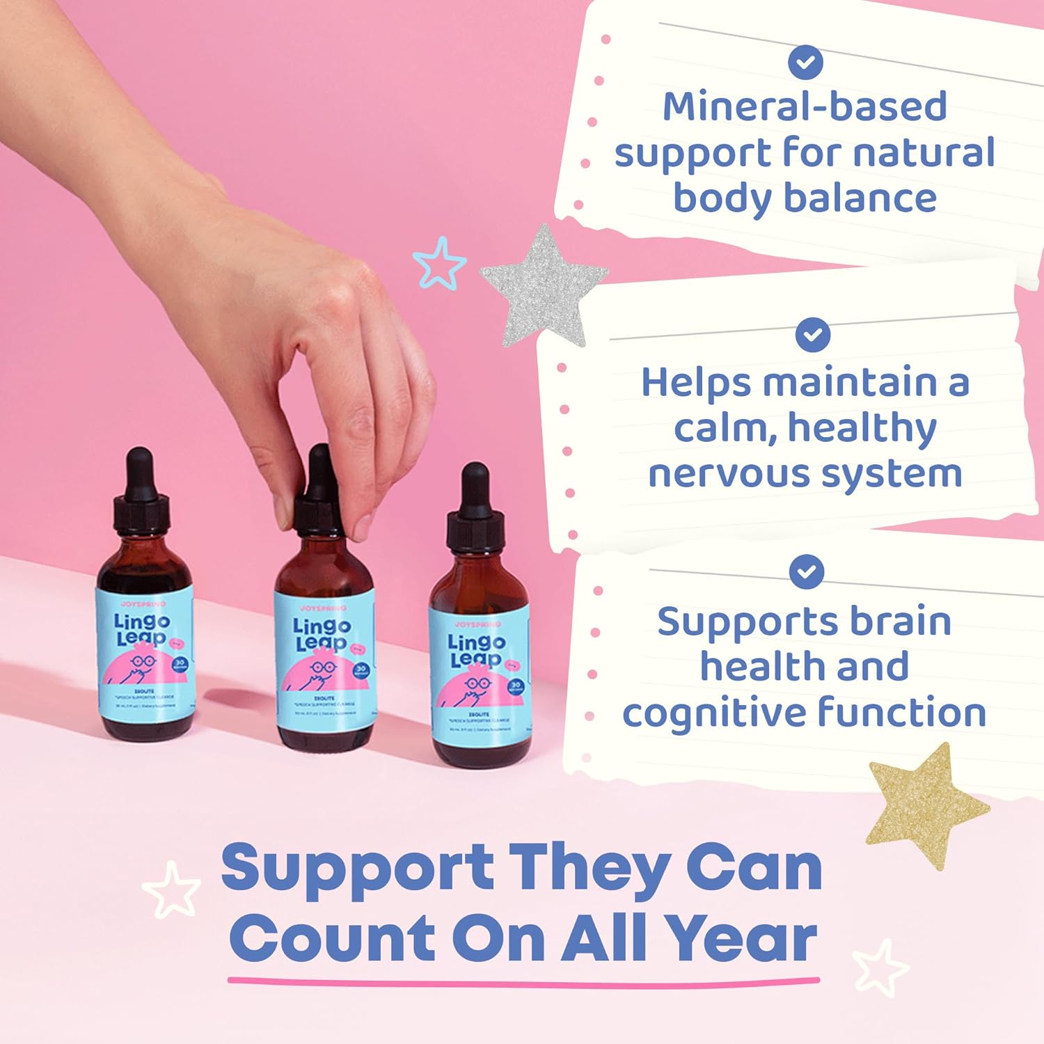 JoySpring LingoLeap – Liquid Kids Formula with Zeolite Clinoptilolite, Methylated B12 & Vitamin D3 | Gentle Daily Support for Kids’ Wellness | Ages 3+ | (1fl oz) 30 Servings - Image 2