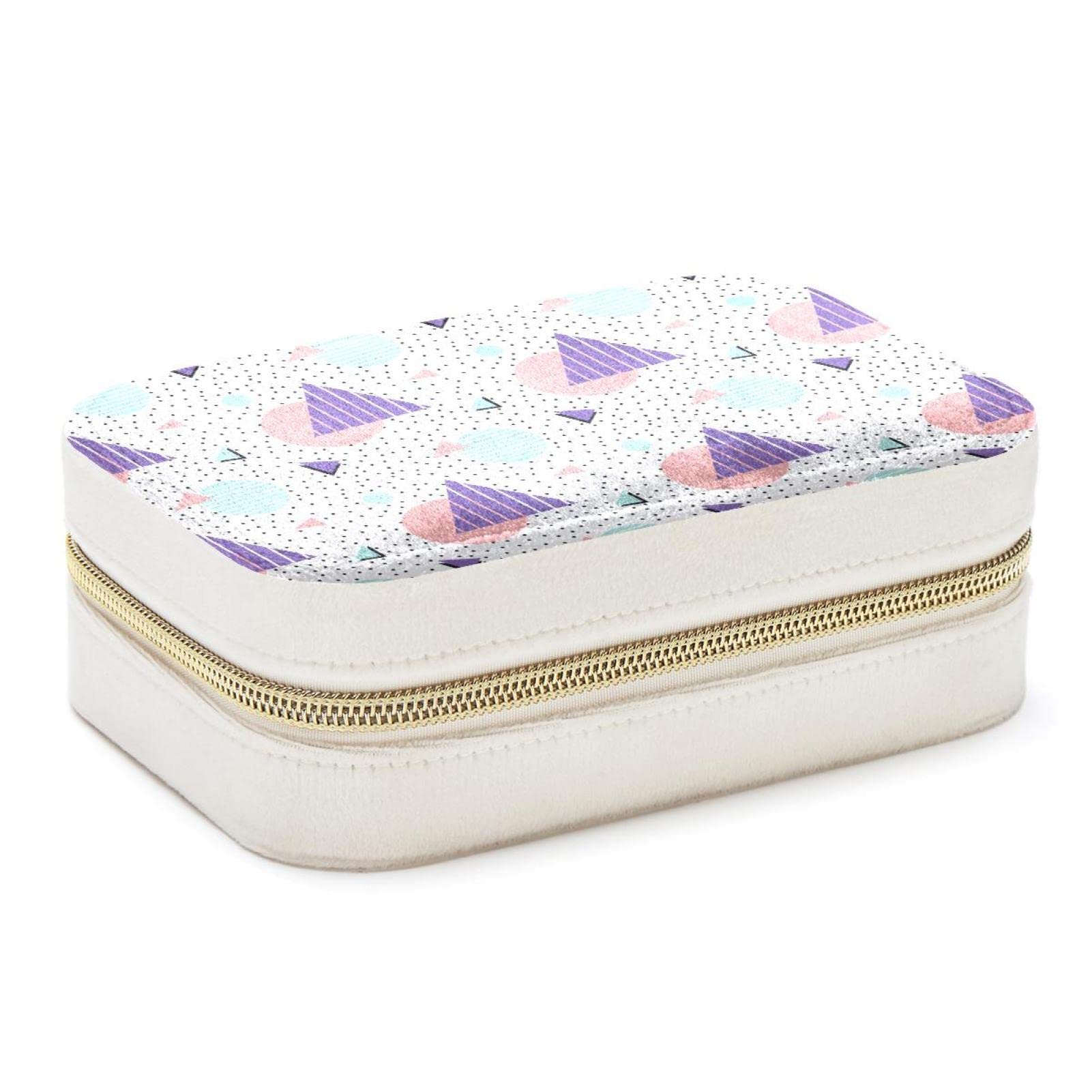 Boîte à bijoux de voyage Memphis portable avec rangement bagues et motif triangle
