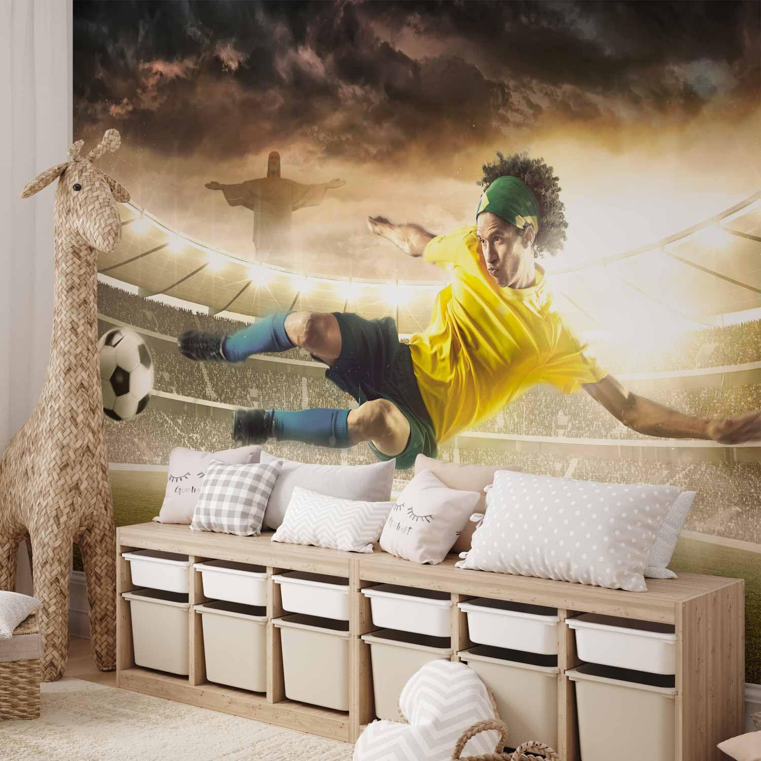 Amazon | artgeist 壁画 サッカー 154x110インチ - 剥がして貼る 自己