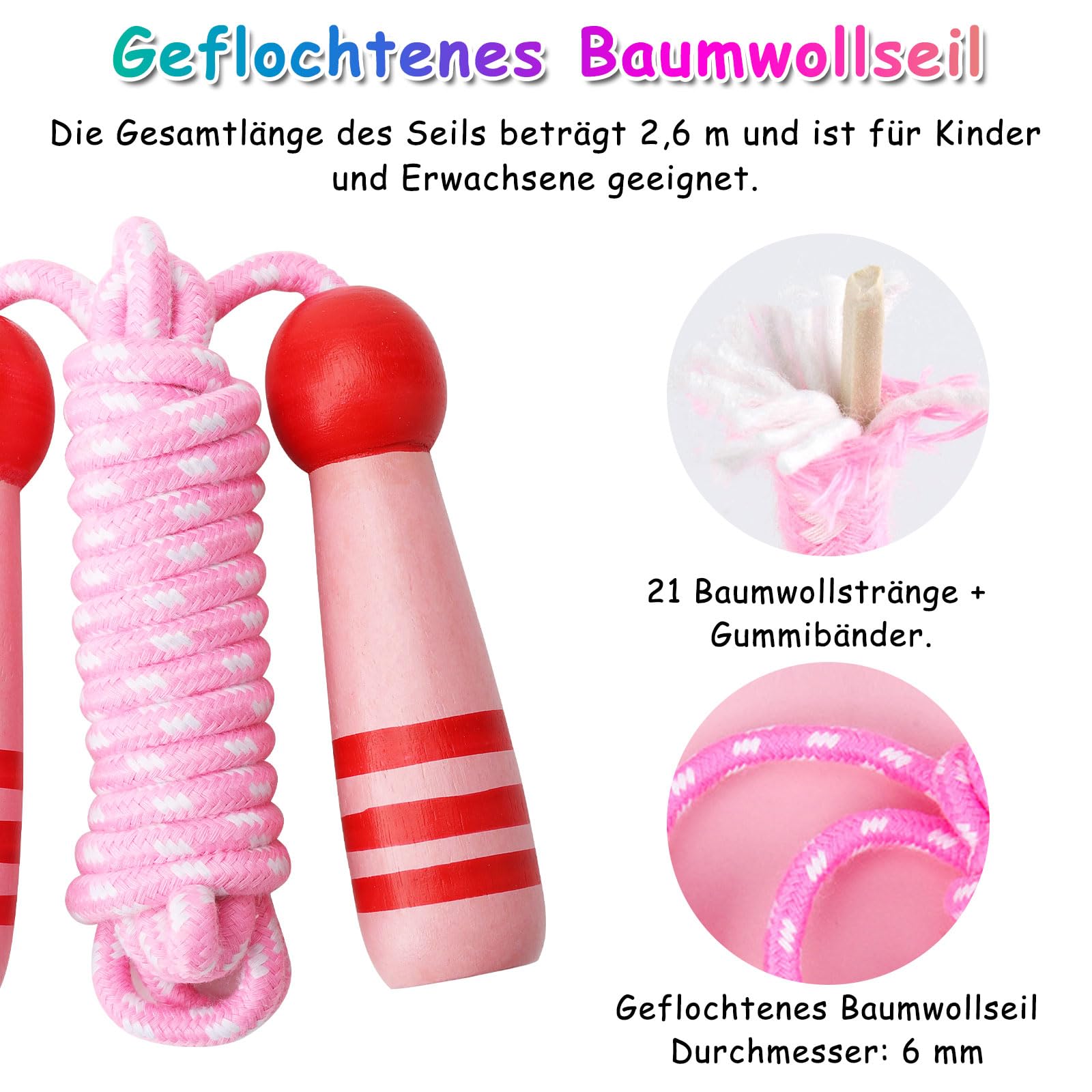 Hula Hoop Enfant 8 Sections Démontables - Diamètre 66 Cm, Avec Corde à Sauter - Pour Enfants à Partir De 4 Ans, Sport, Danse