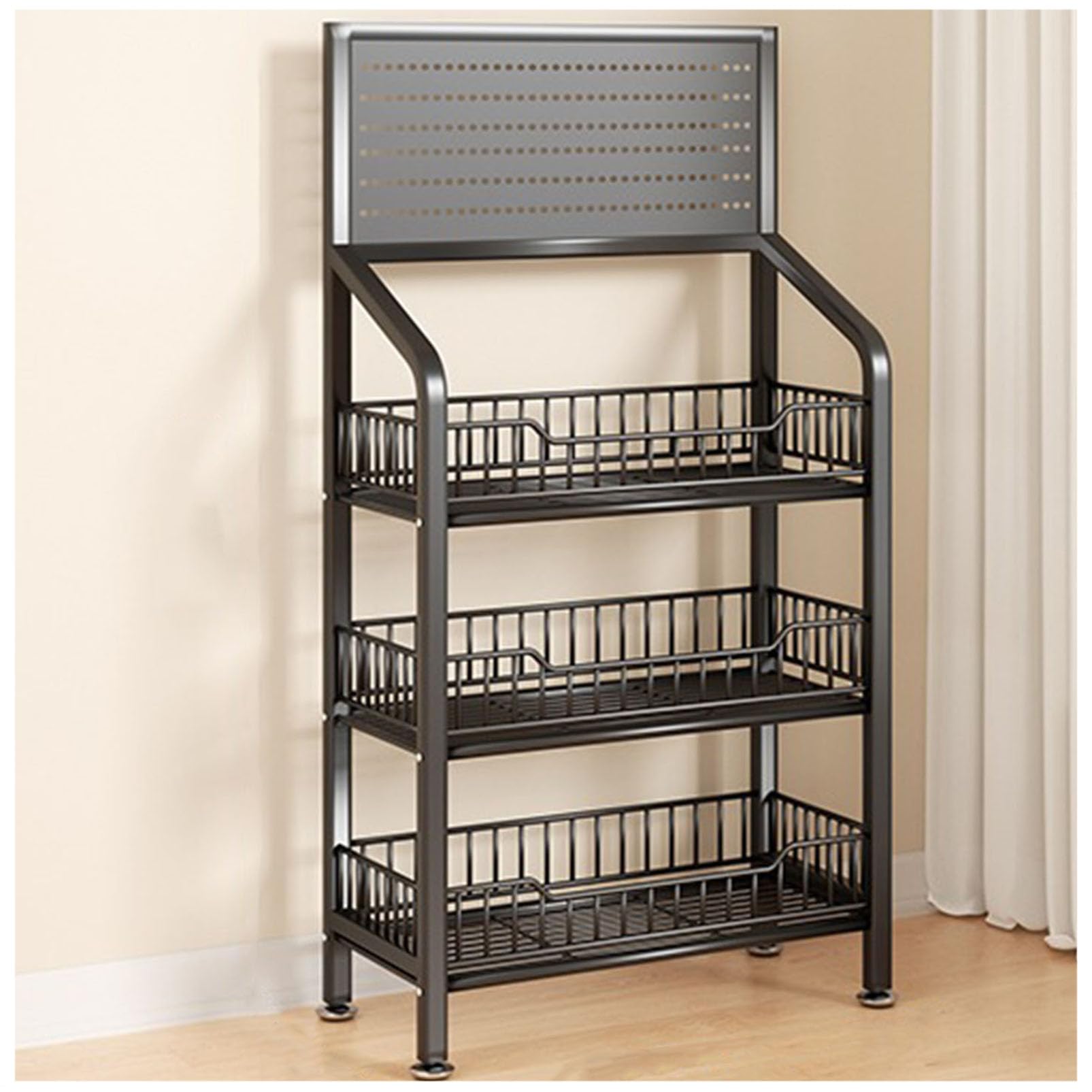 Carrito organizador de cocina con cestas de alambre y ruedas portátiles de metal