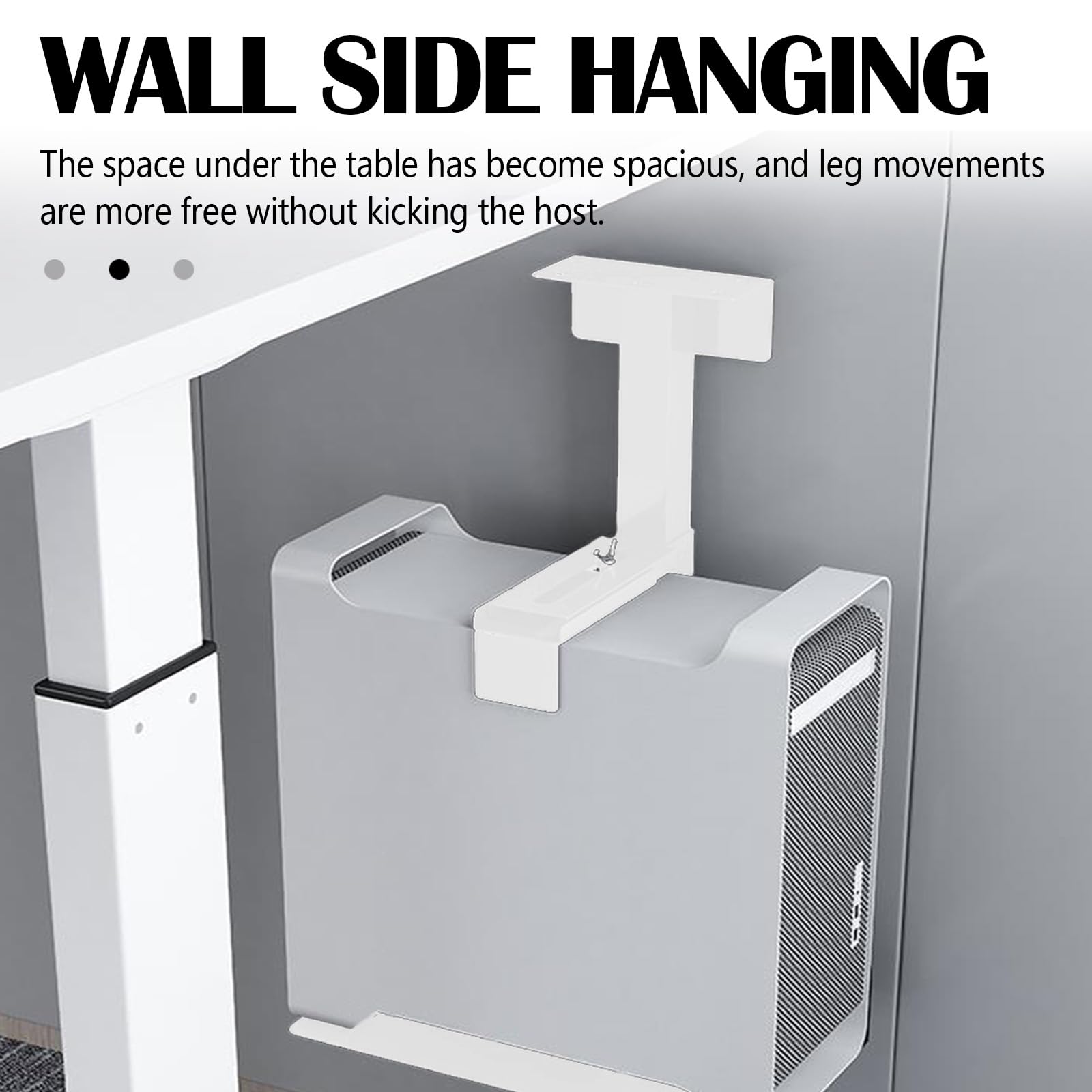 Soporte para Pc Debajo del Escritorio, Soporte para Torre De Pc Soportes para Computadora Colgante Ahorro De Espacio Altura Y Ancho Ajustables Blanco