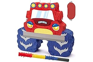 Truck Piñata with Blindfold and Bat for Monster Truck Theme Party