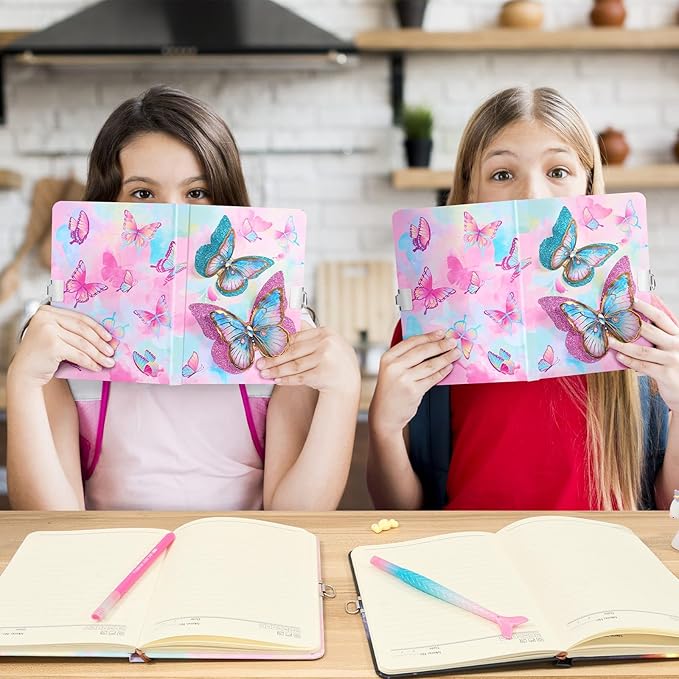 WERNNSAI 3D Butterfly Kids Diary for Girls, Secret Diary with Lock and Keys, A5 - Diario personal miniatura 7