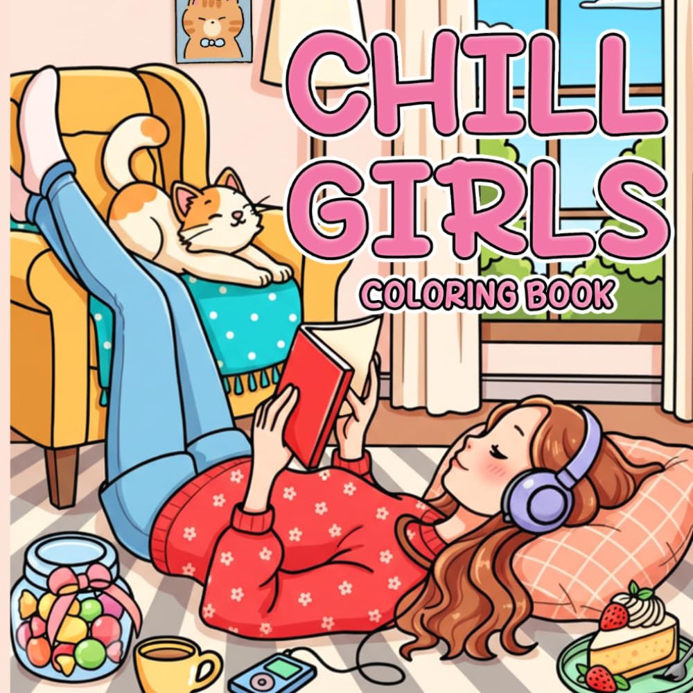 Chill Girls Coloring Book: Bold and Easy Aesthetic Coloring Pages of Independent Girls In Cozy Moments Featuring Hobbies, Outdoor Adventures For Adults, Teens Relieve Stress