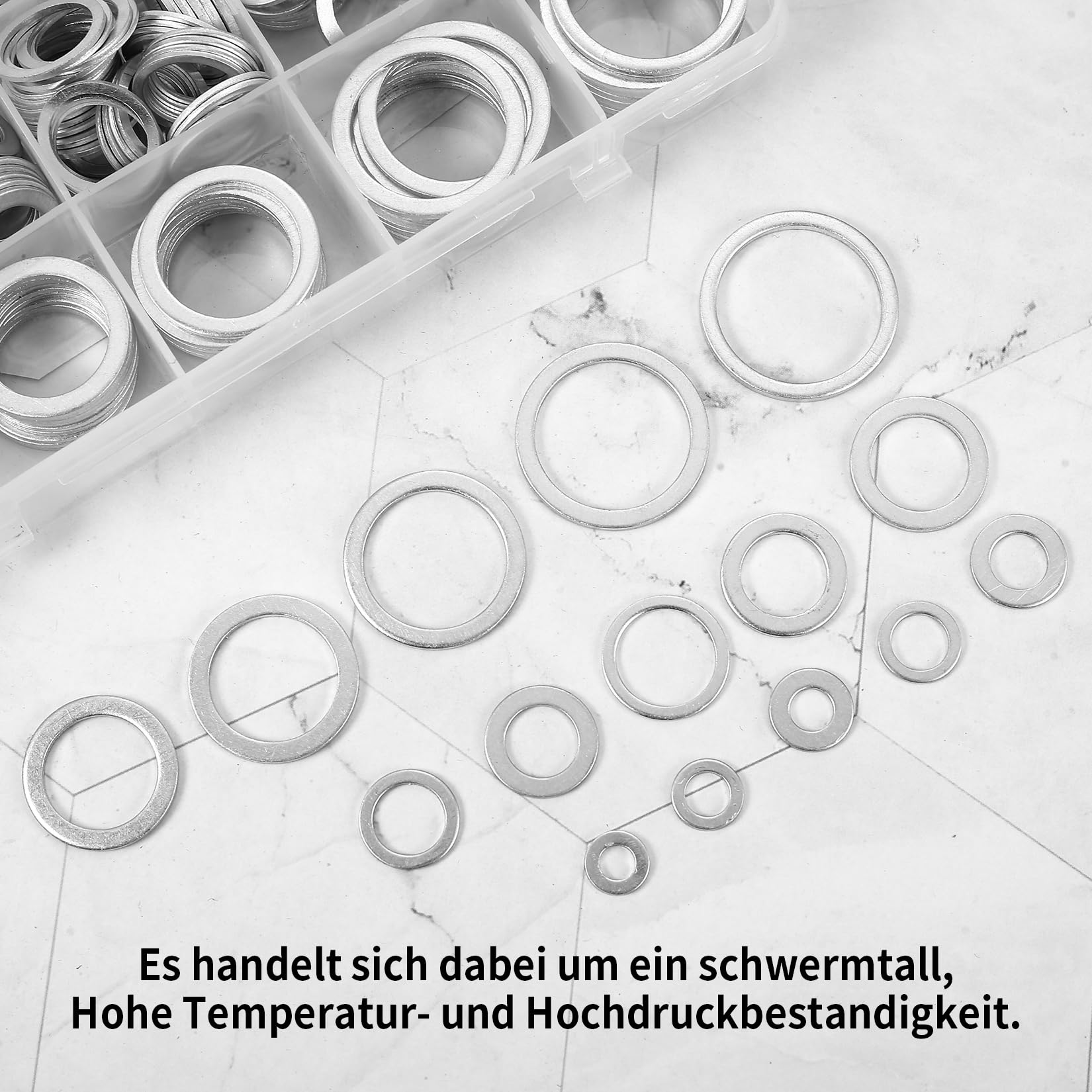 510 Pcs Aluminum Flat Washers for Screws Metal Washers for Bolts M5 M6 M8 M10 M12 M14 M16 M18 M20 M22 M24 Assorted Washerss - Image 3