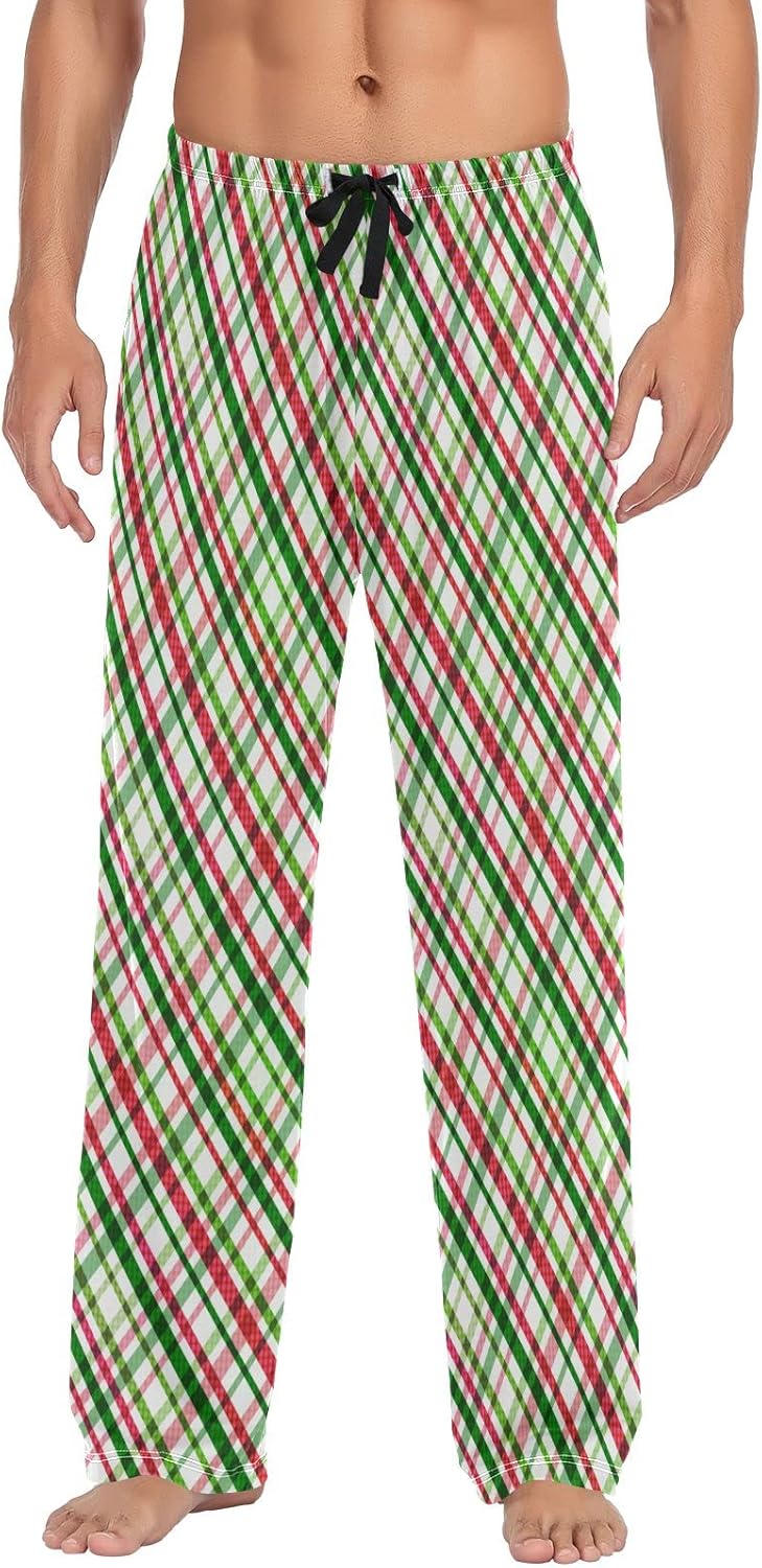 Christmas Winter Men's Pajama Pants Red Black Tartan Plaid Checked Super Soft Lounge Pajama Bottoms with Pockets