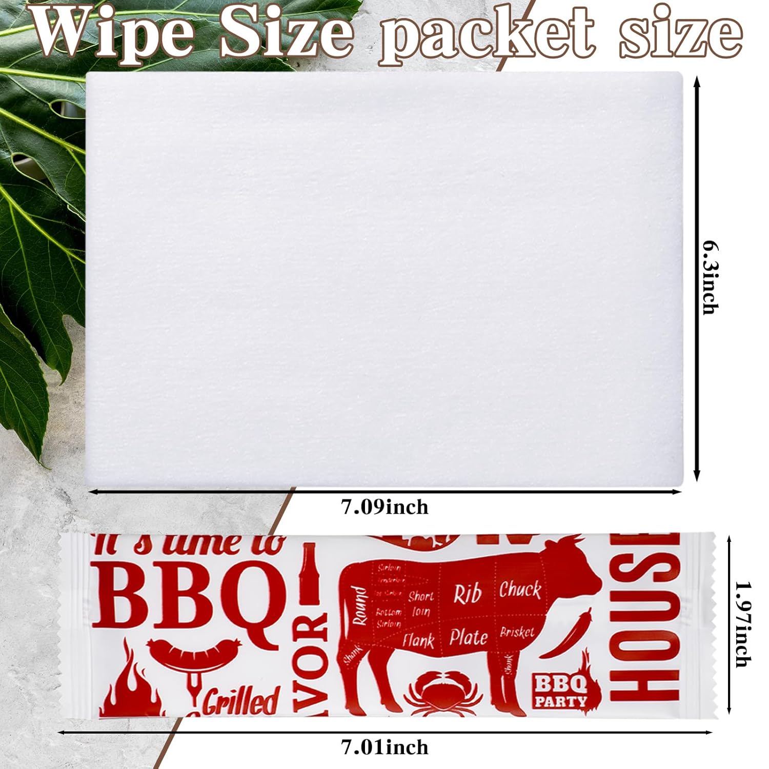 250 Pcs Beef BBQ Wet Wipes Bulk Barbecue Hand Wipes Individually Disposable Cleaning Wrapped Hands Grill for Outdoor Crawfish Seafood Boil Catering Restaurant Summer Supplies