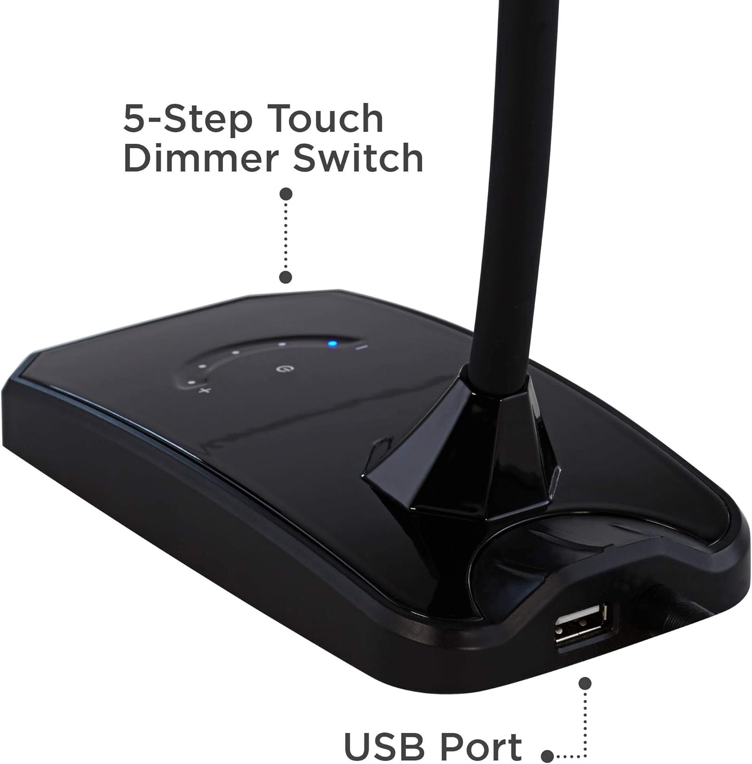 Review Product Ricky Modern Minimalist Desk Table Lamp with USB Charging Port LED Gooseneck Adjustable Height 13.75 High Black Touch On Off Dimmer for Bedroom House Bedside Nightstand Home - 360 Lighting