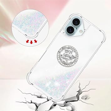 Astarz Compatible Redmi Note 13 Pro Plus 5G Case Back Red Me Note 13 Pro Plus 5G Cover Sparkling Flowing Glitter Moving TPU Case with Ring Stand Function Shock Absorption Thin Comfortable Phone Cover