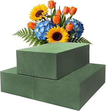 RIDEHILL 3 Pack Floral Foam Blocks, 5.5 x 3.1 x 1.7 Flower Foam for Flower Arrangements Supplies, Wet and Dry Flower Foam Blocks Suitable for Fresh and Artificial Flowers in Decorations