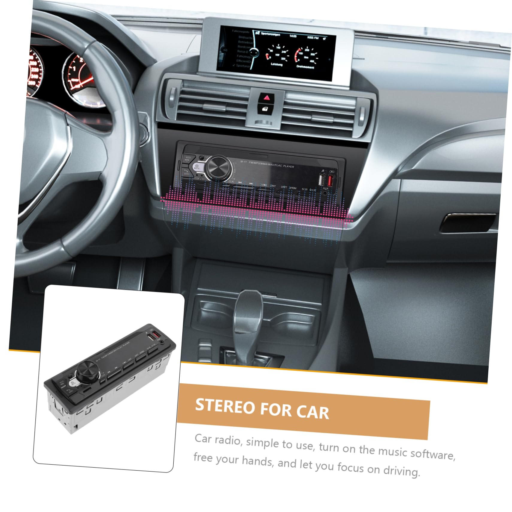 Reproductor de Mp3 para Coche 12 V con Conexión Inalámbrica y USB | Negro Abs, Versión 5.0, 2 Puertos USB 2.0 Frontales, Mando a Distancia Incluido