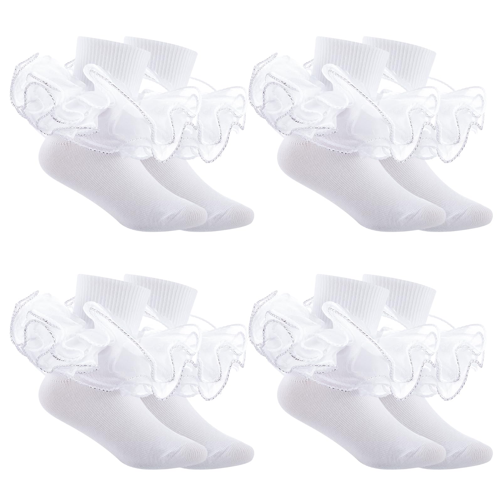 Jspupifip Girls Big Ruffle Socks Soft Cute Classic Toddler