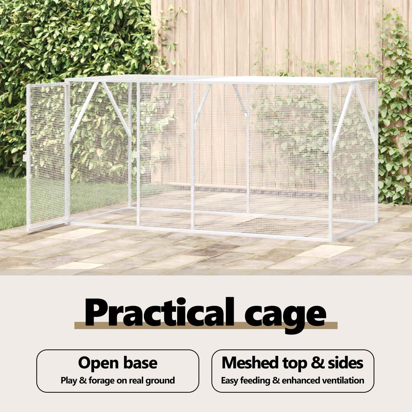 vidaXL Jaula para Aves Antracita 208 x 102 x 108 cm Acero Galvanizado, Jaula Exterior para Mascotas, cerramiento de Acero, Rectangular, jardín y terraza