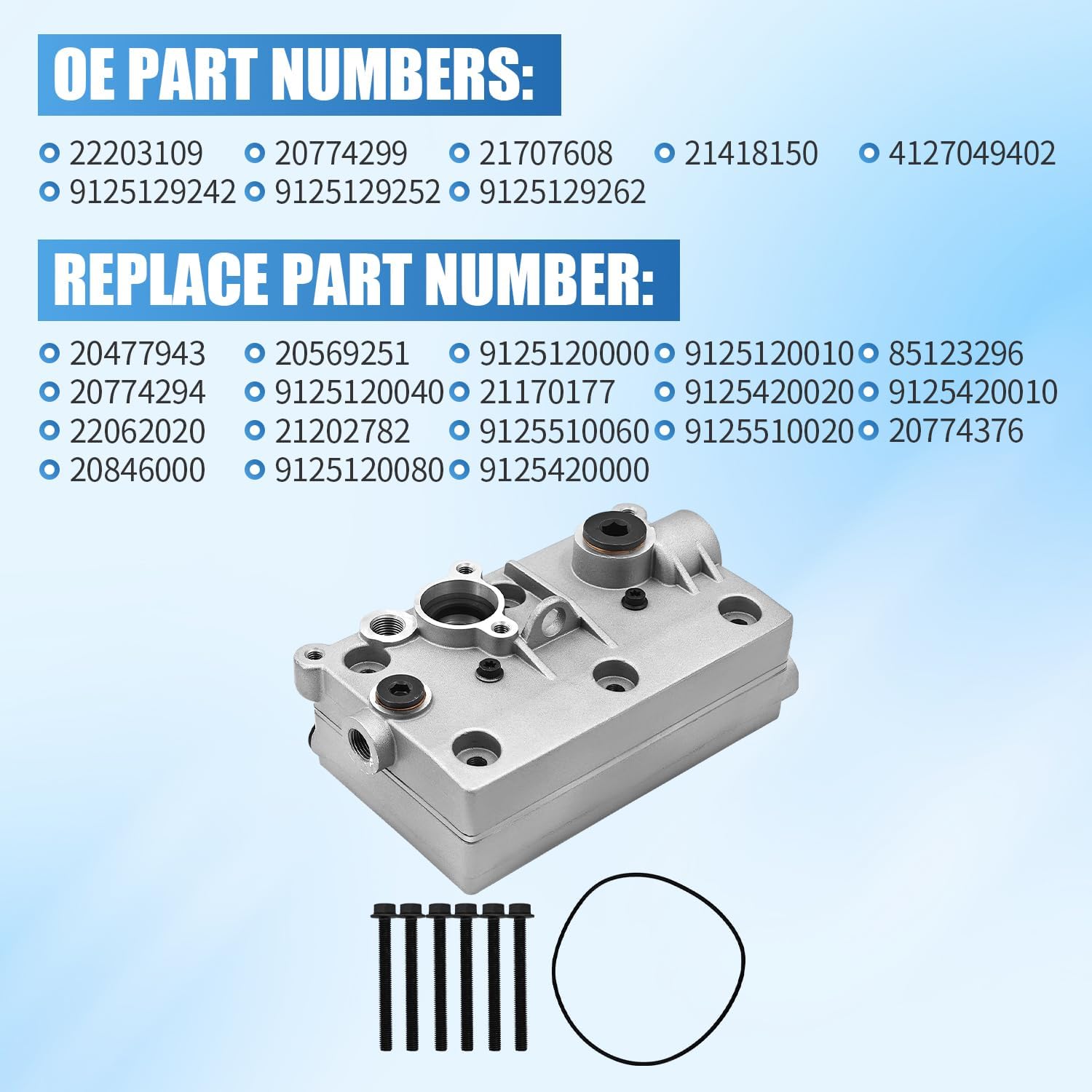 22203109 Air Brake Compressor Cylinder Head Compatible with Volvo D13 Engine Replace 21707608