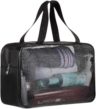 Amazon Co Jp メッシュバッグ お風呂バッグ メッシュ 温泉バッグ スパバッグ バスバッグ ジャムバッグ 岩盤浴用バッグ 収納功能 ブラック シューズ バッグ