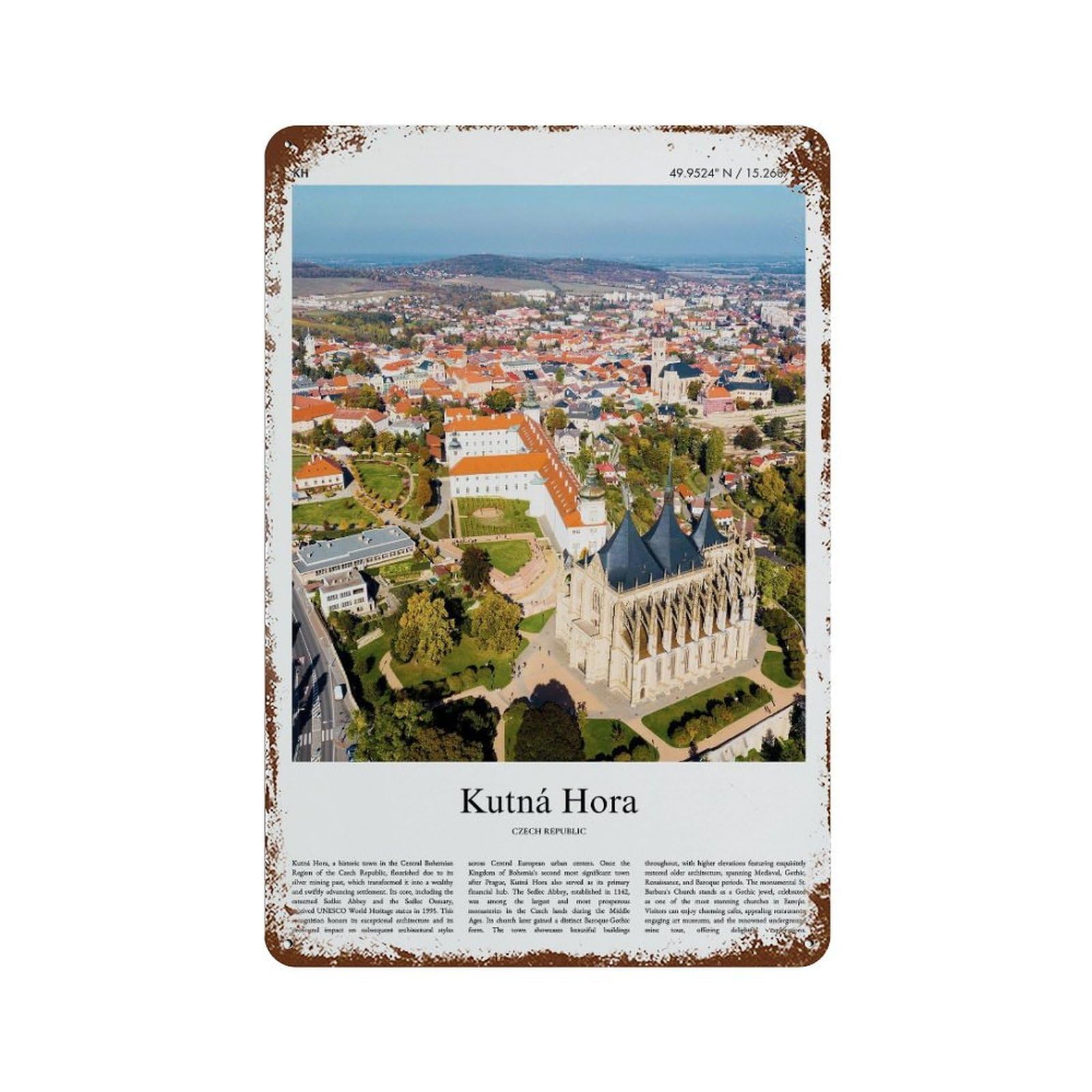 xiaoxiaoshen Kutna Hora Czech Republic City Scenery Wall Decor Art Metal Tin Poster Modern Home Decor Art Home Bar Shop Decorations Vintage Sign 30x20cm