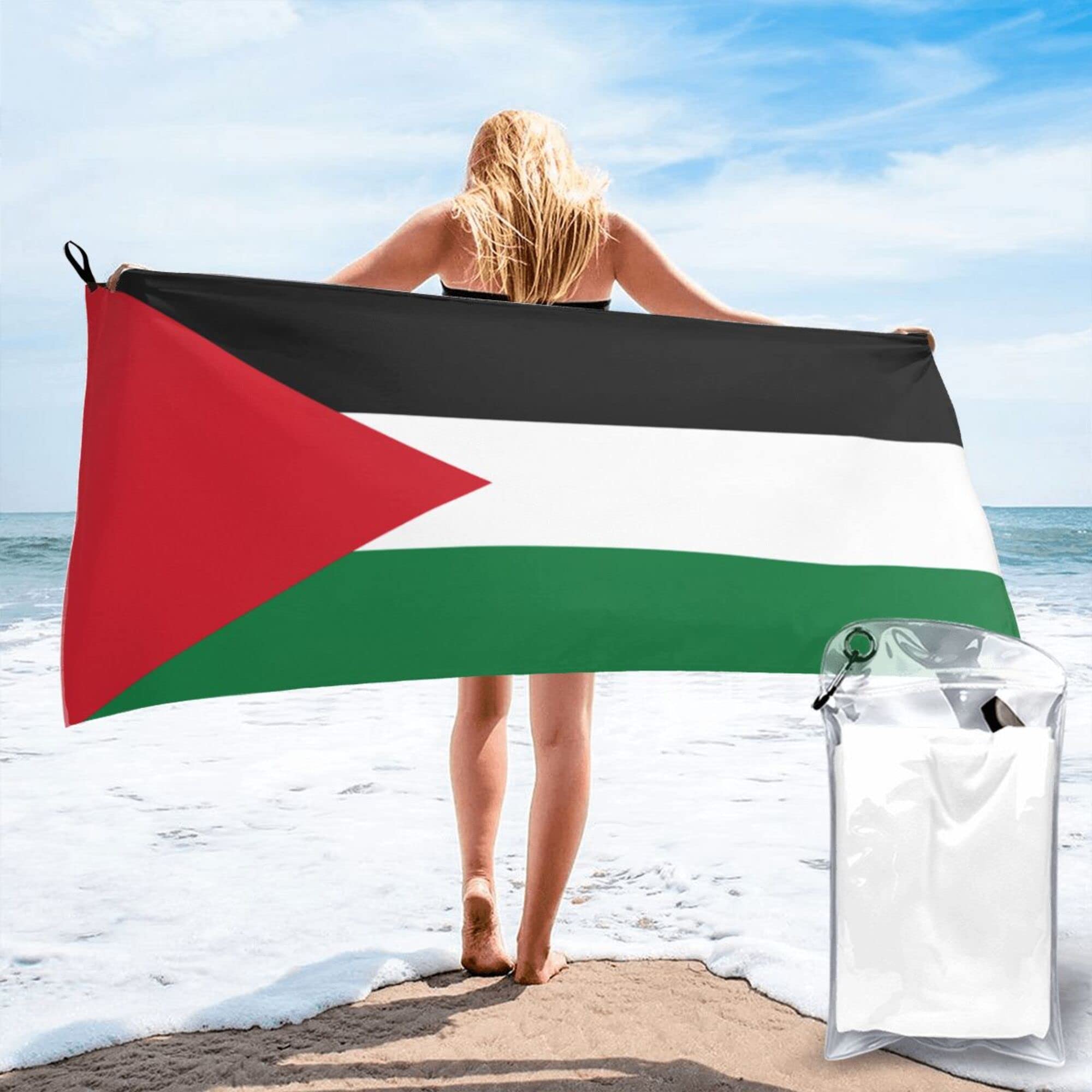 AOOEDM Palestinian Flag Microfiber Beach Towel-Quick Dry Oversized Towels Blanket for Travel Pool Camping