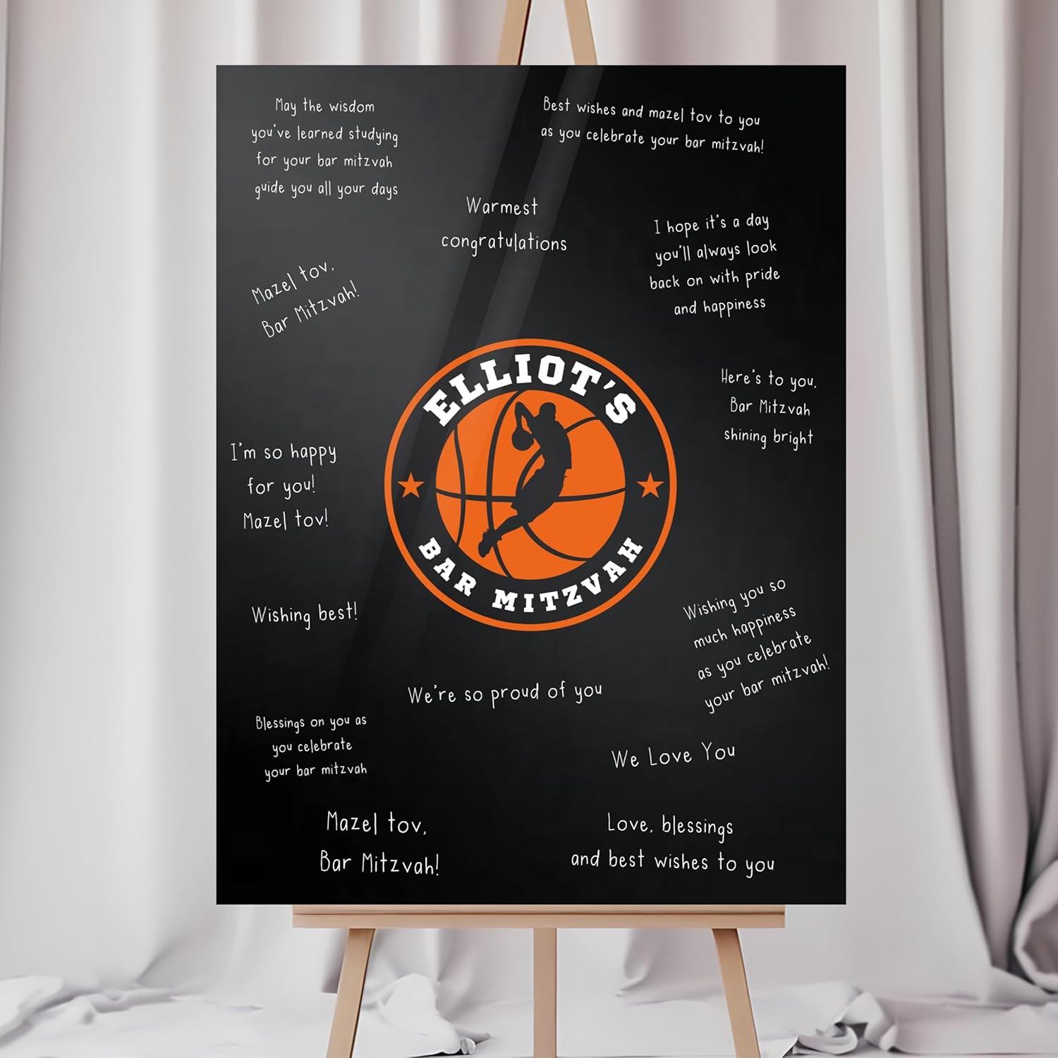 Bar Bat Mitzvah Quinceanera Sweet 16 Birthday Party Corporate Wedding Anniversary Event Guest Sign In Board Custom Signature Book Alternative Personalized Keepsake Custom Logo Party Decor Premium Acrylic Sign