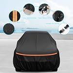 Couverture de voiture universelle tout temps imperméable avec fermeture à glissière latérale 420D-PU pour Sedan 189" à 198" Longueur,UV Couverture de protection contre la pluie solaire