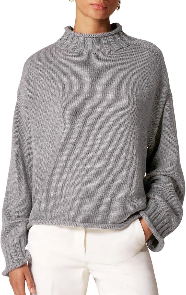 Wyeysyt Womens Oversized Rollneck Sweater Chunky Sweater | Fall Winter Knitwear, Cable Soft Sweater, Pullover