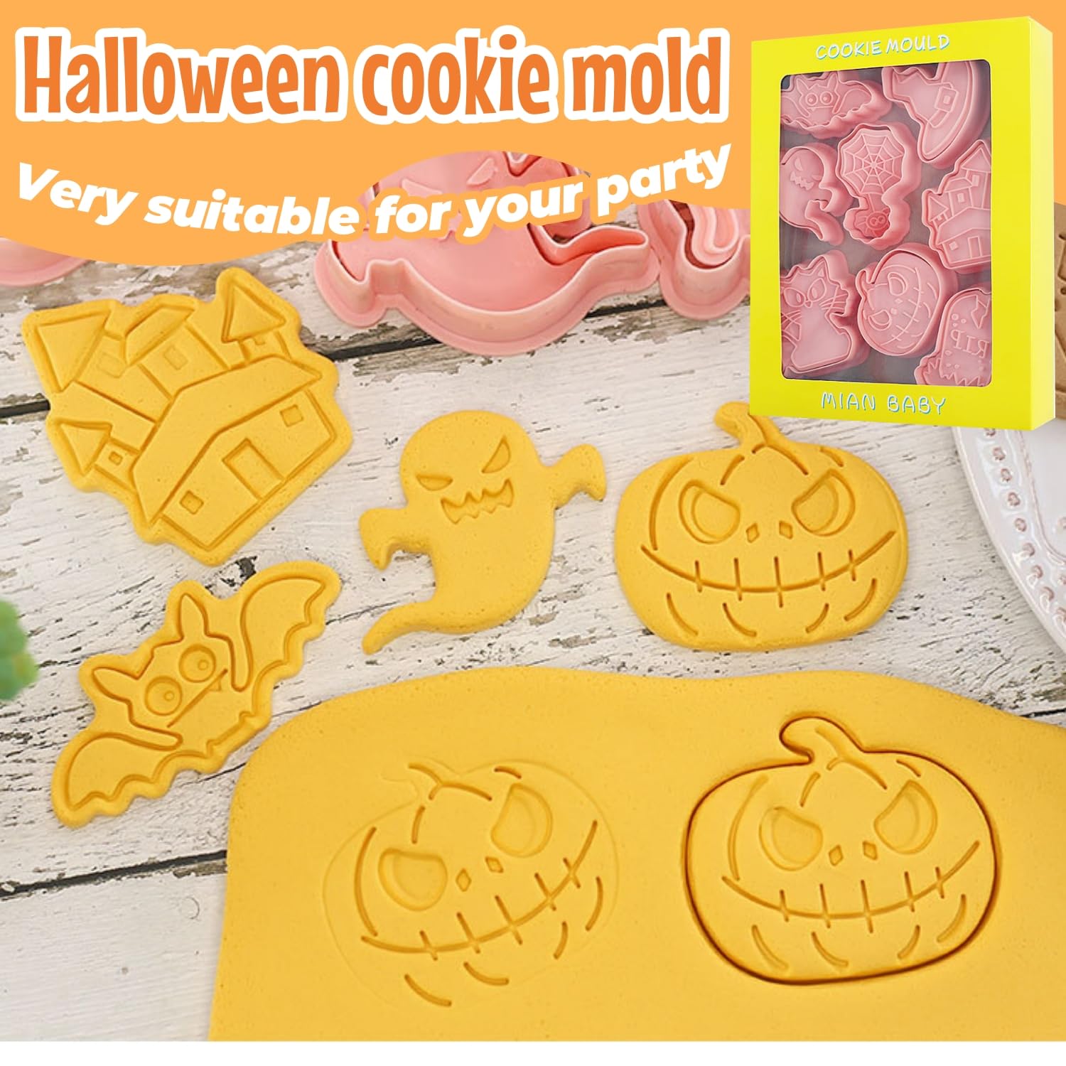Lot De 10 Emporte Piece Halloween, 3D En Plastique Pressables En Forme De Tête De Fantôme Pour Enfants Décoration De Gâteau Fondant Cookie Cutter Pâtisserie