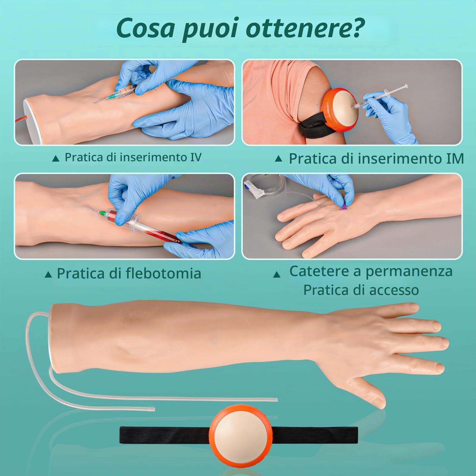 Kit per Pratica Endovenosa con Braccio per Studenti Infermieristici, Kit per Pratica di Flebotomia Senza Lattice con Custodia Portatile (Solo per uso Didattico)
