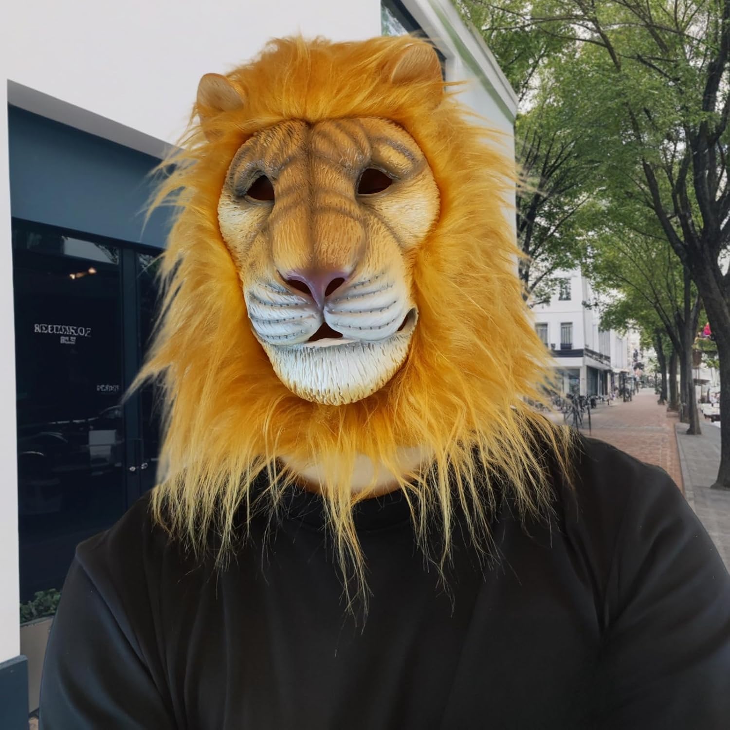 Fun Lion Costume Mask | Adult Size | Latex and Mane Material, Durable, Elastic, Suitable for All Kinds of Masquerade Parties - Image 3