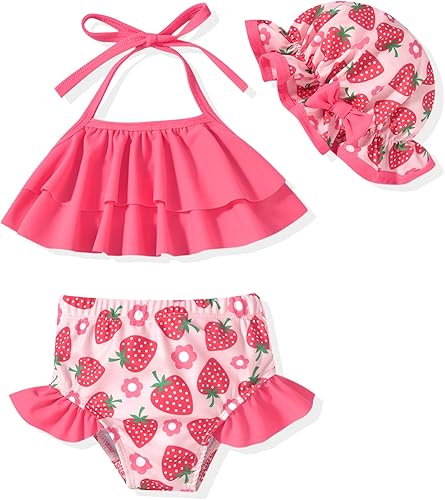 Aalizzwell Traje de baño para niñas pequeñas con sombrero