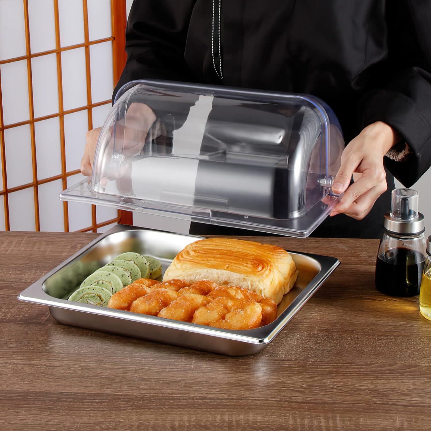 Yardwe Dome Cake Cover Acrylic Cake Pan Cover Plastic Transparent Desert Cloche Display Cake Plate Serving Platter for Cake Cupcake Exhibition Case