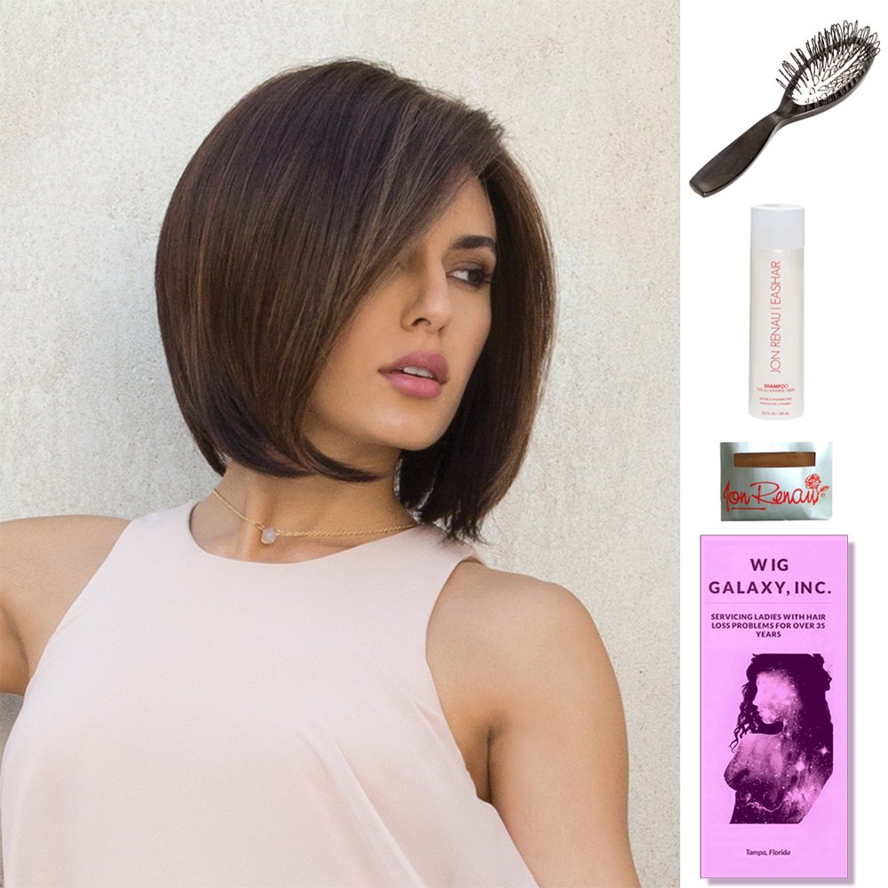 Hailey by Noriko, Wig Galaxy Hair Loss Booklet, Wig Cap, Loop Brush (Bundle - 4 Items), Color Chosen: Chocolate Lava