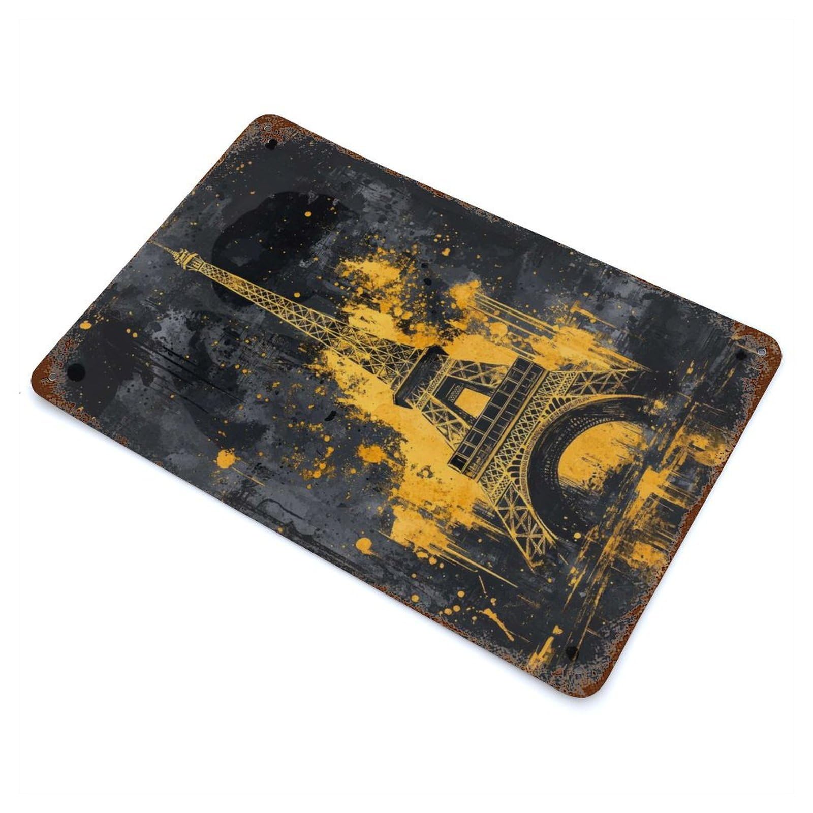 Abstract Eiffel Tower Weathered Tin Sign 11.8"x7.9", Shabby Chic Decor for Garage, Pub Or Kitchen