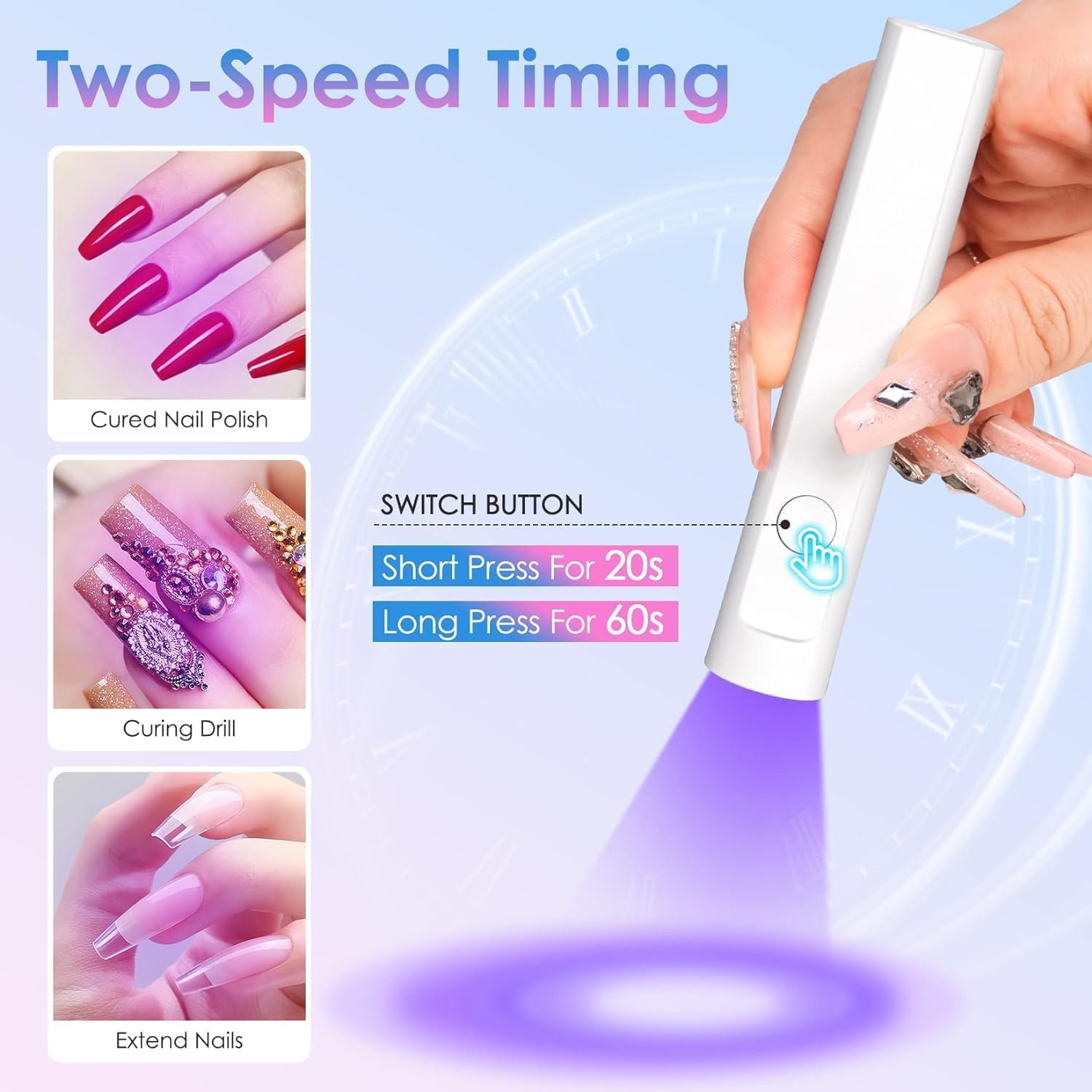 Brille Bee Portable Mini UV Nail Lamp - Handheld Pen Shape Nail Dryer, Professional LED Light for Gel Nails & Resin Curing" (TORCH) 2