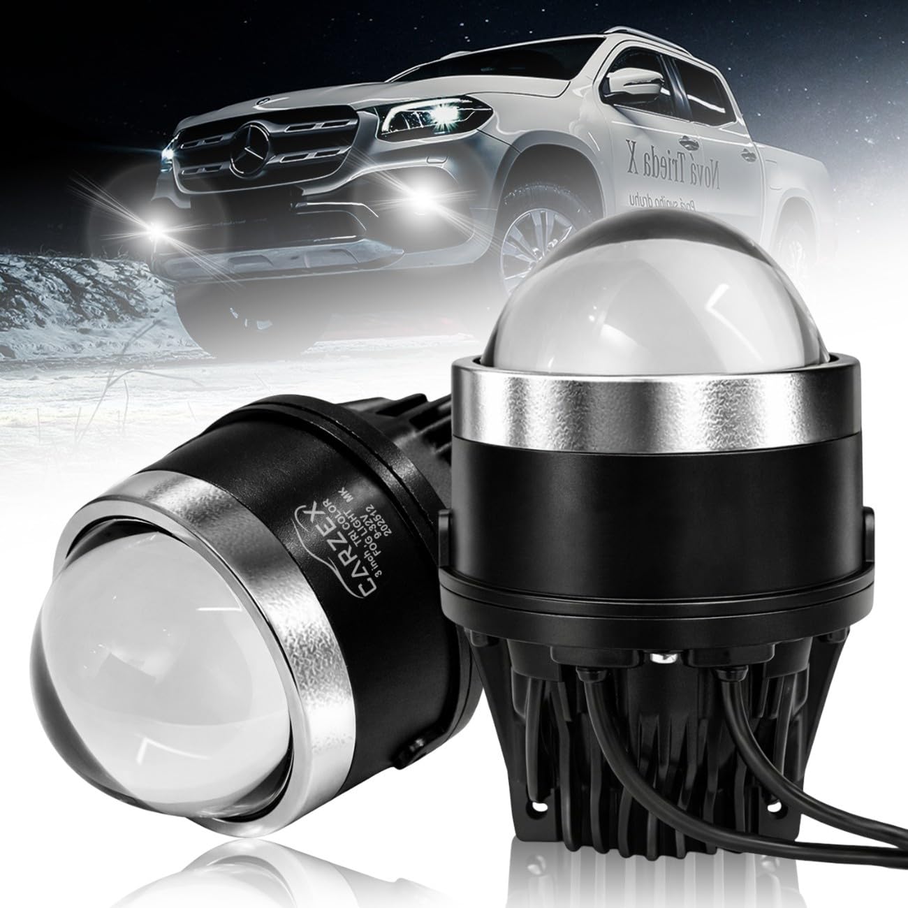 Carzex Car 3 in 1 Hi-Lo Beam 12V 3.0" Bi-Xenon Fog Light Projector Housing Led Light 6000K White, Yellow & Combo Beam Fog Lamps-image-44