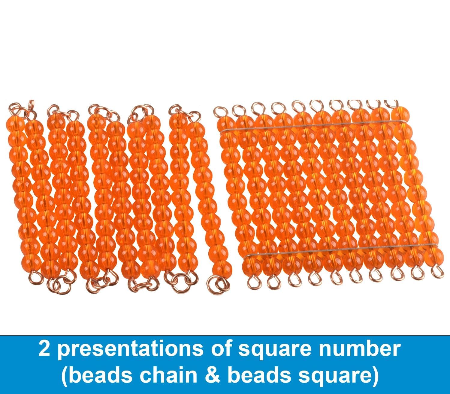 BOHS Montessori-Perlenketten und -Quadrate – Überspringendes Zählen, Multiplikation und Quadratzahl – Mathe-Manipulationsmaterialien – Grundlern-Lernspielzeug