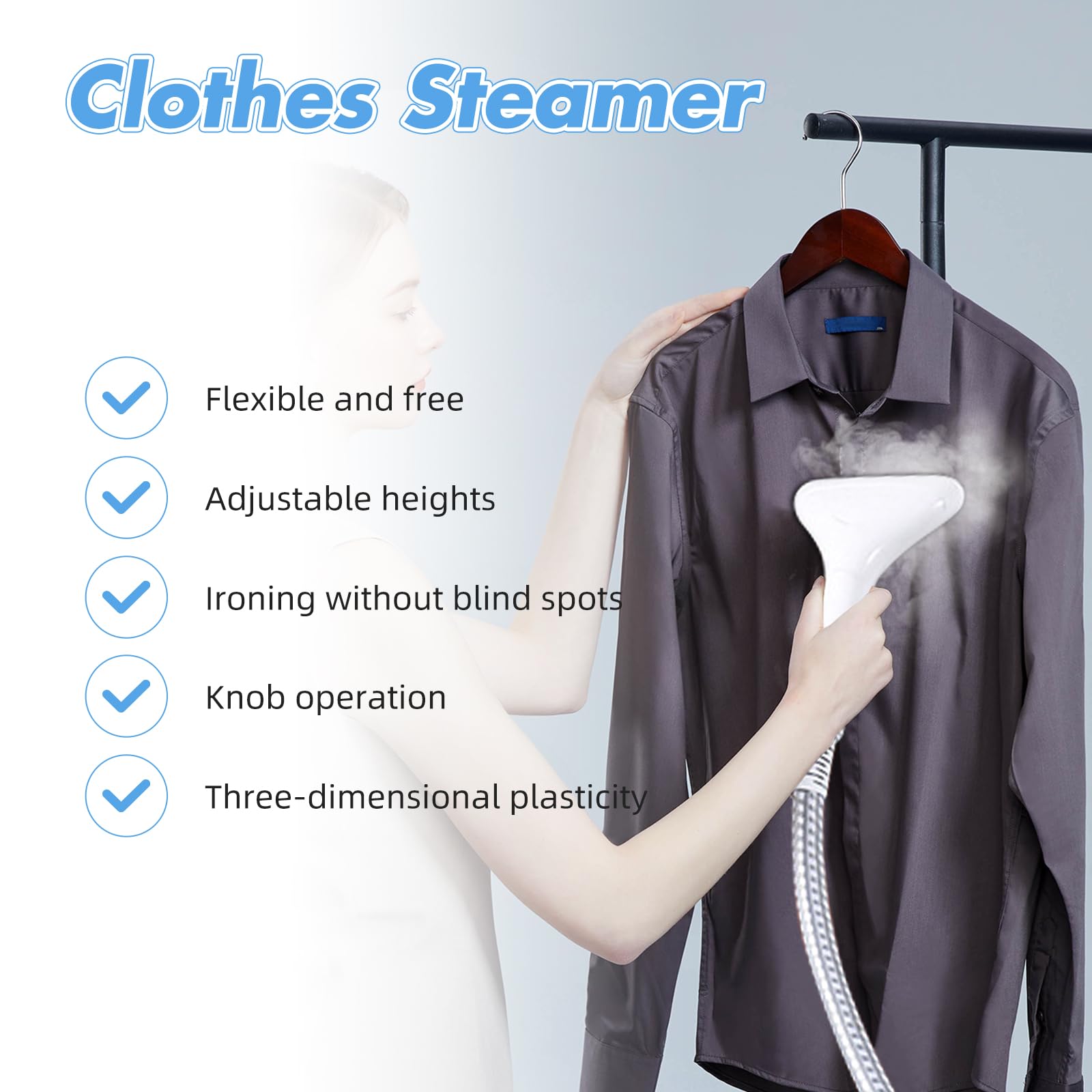Defroisseur Vertical,Steamer Defroisseur,2000 W 45g/min,Réservoir D'eau de 2.5 Litres,Réglable en Hauteur, Elimine Les plis et Fonctionne sur Tous Les Tissus