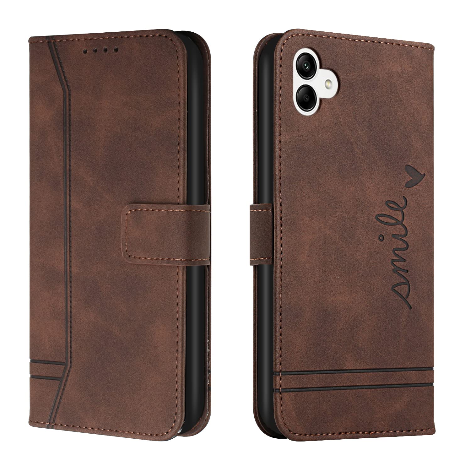 Asdsinfor Samsung Galaxy A04E Case,Samsung A04E Wallet Case,Credit Cards Holder Kickstand Shockproof Flip Magnetic Protection Men Women Lady Phone Case for Galaxy A04E Brown HX3
